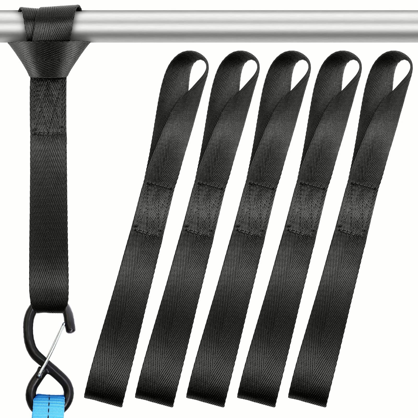 RIO Direct 6-Pack Soft Loop Tie Down Straps, 1800Lbs Load Capacity, 4800Lbs Breaking Strength, 1 * 12 inches Heavy Duty Motorcyc