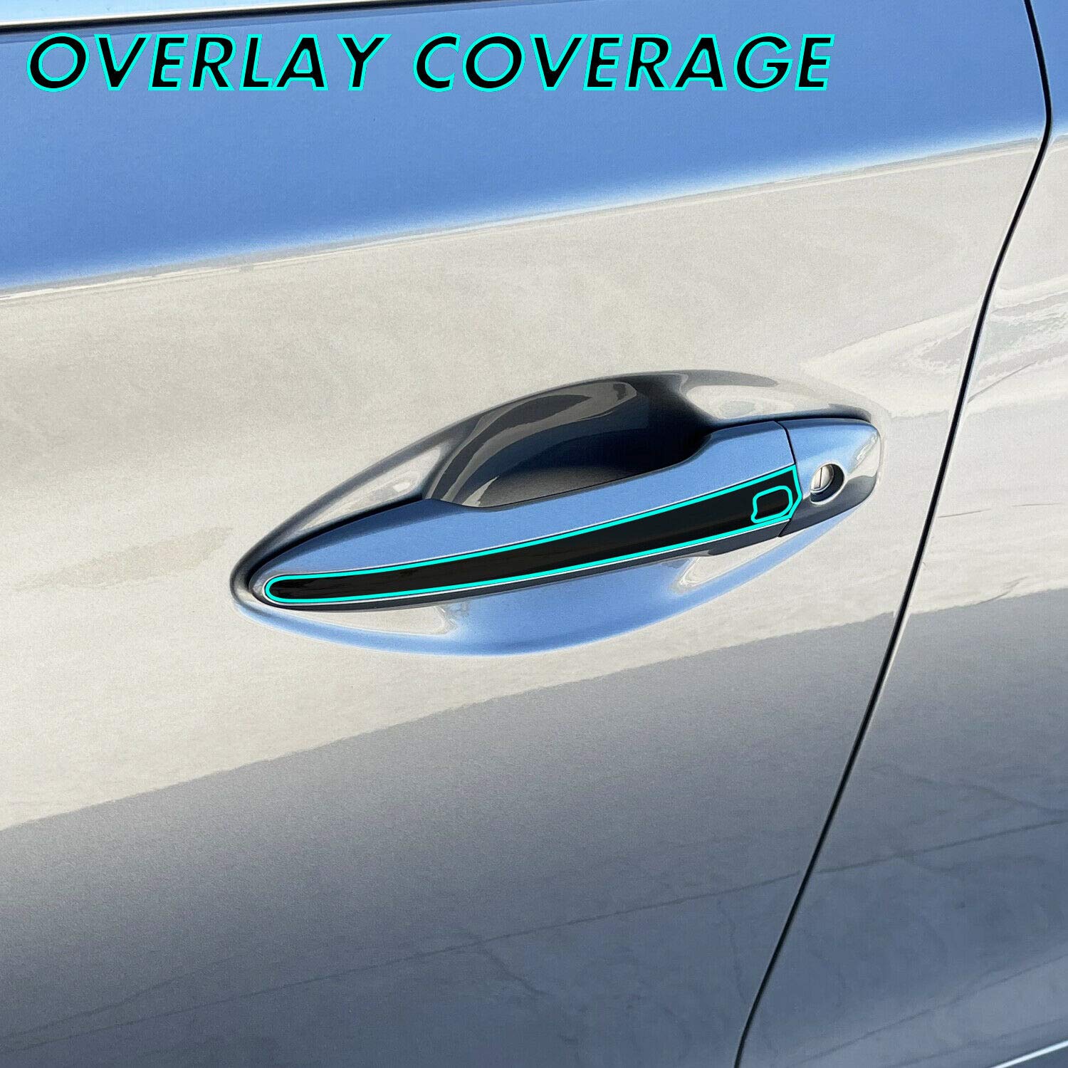 SlickMod Chrome Delete Blackout Vinyl Overlay for 2014-2022 Infiniti Q50 Q50S Door Handle Trim - Gloss Black, Model INF-Q50-1421-DHT