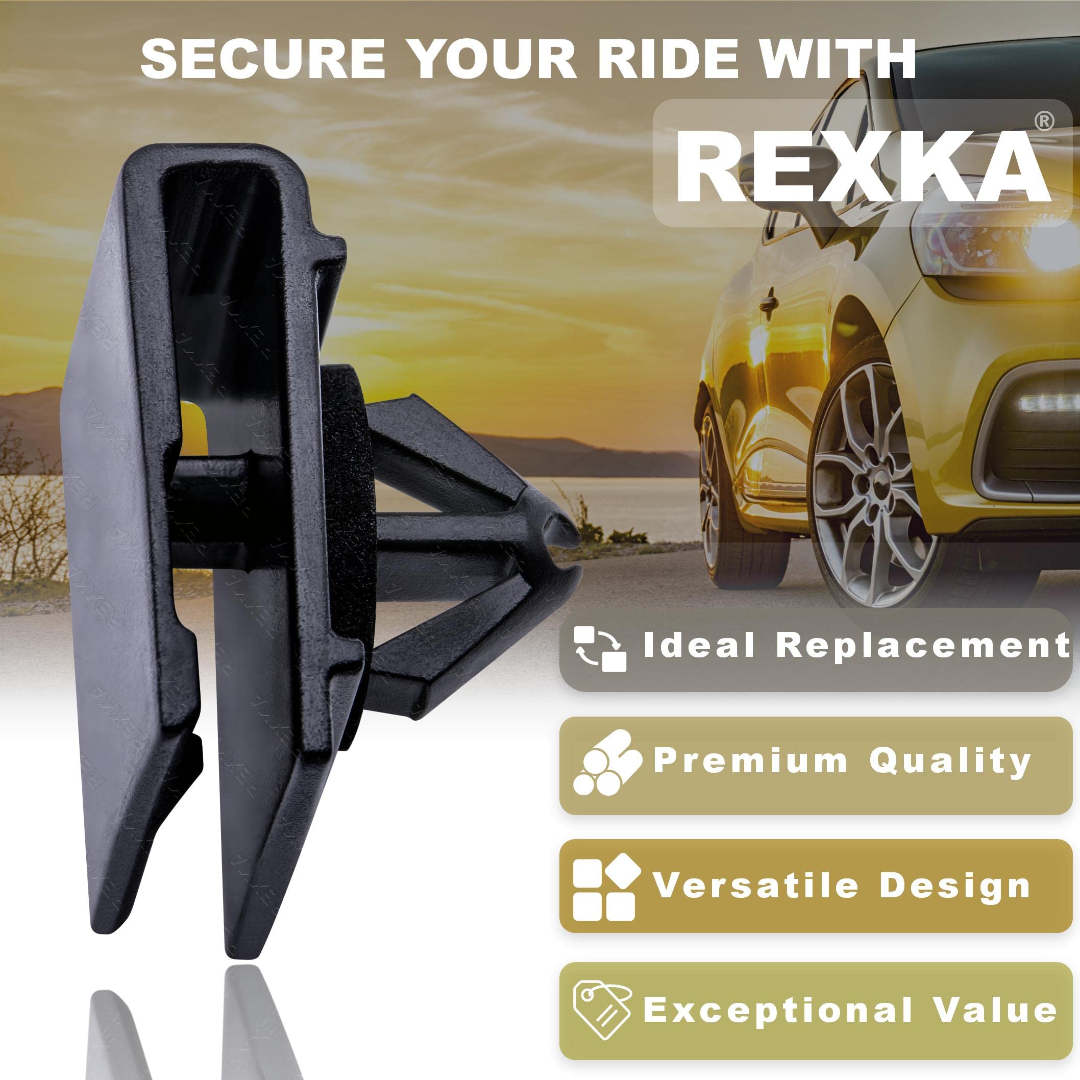 Rexka Rocker Moulding Clip Set, 15pcs, Nylon, Black, Compatible with Chrysler 6509288AA, Dodge Ram, Grand Caravan, Town & Country