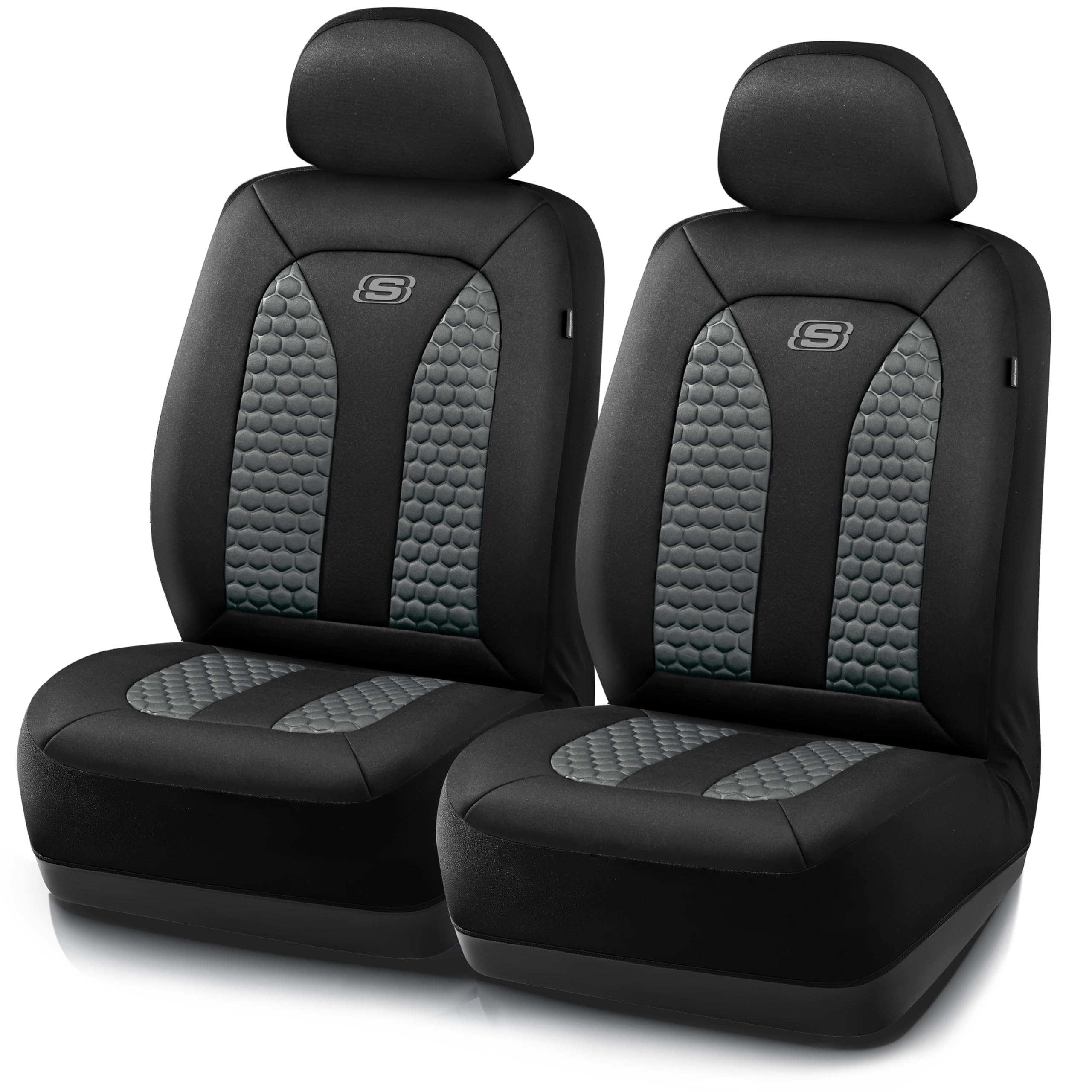 Skechers Memory Foam Car Seat Covers, Hexcomb Breathable Thick Seat Covers Two Front Seat Covers, Airbag Compatible, Automotive