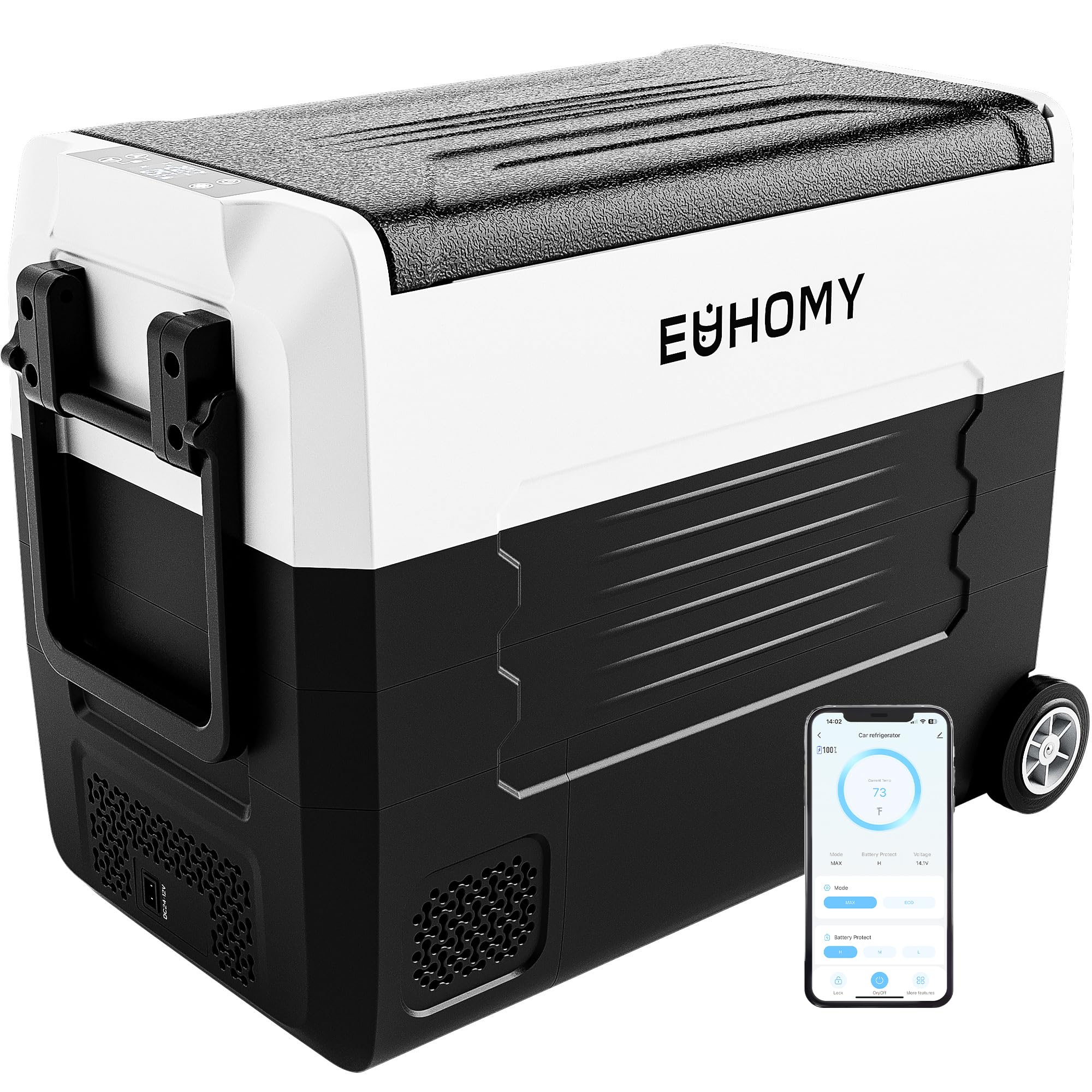 Euhomy 12 Volt Refrigerator, 58Qt(55L) 12V Fridge, Electric Cooler 12/24V Dc 120-240V Ac -4?~68?, 12V Freezer Removable Divider,