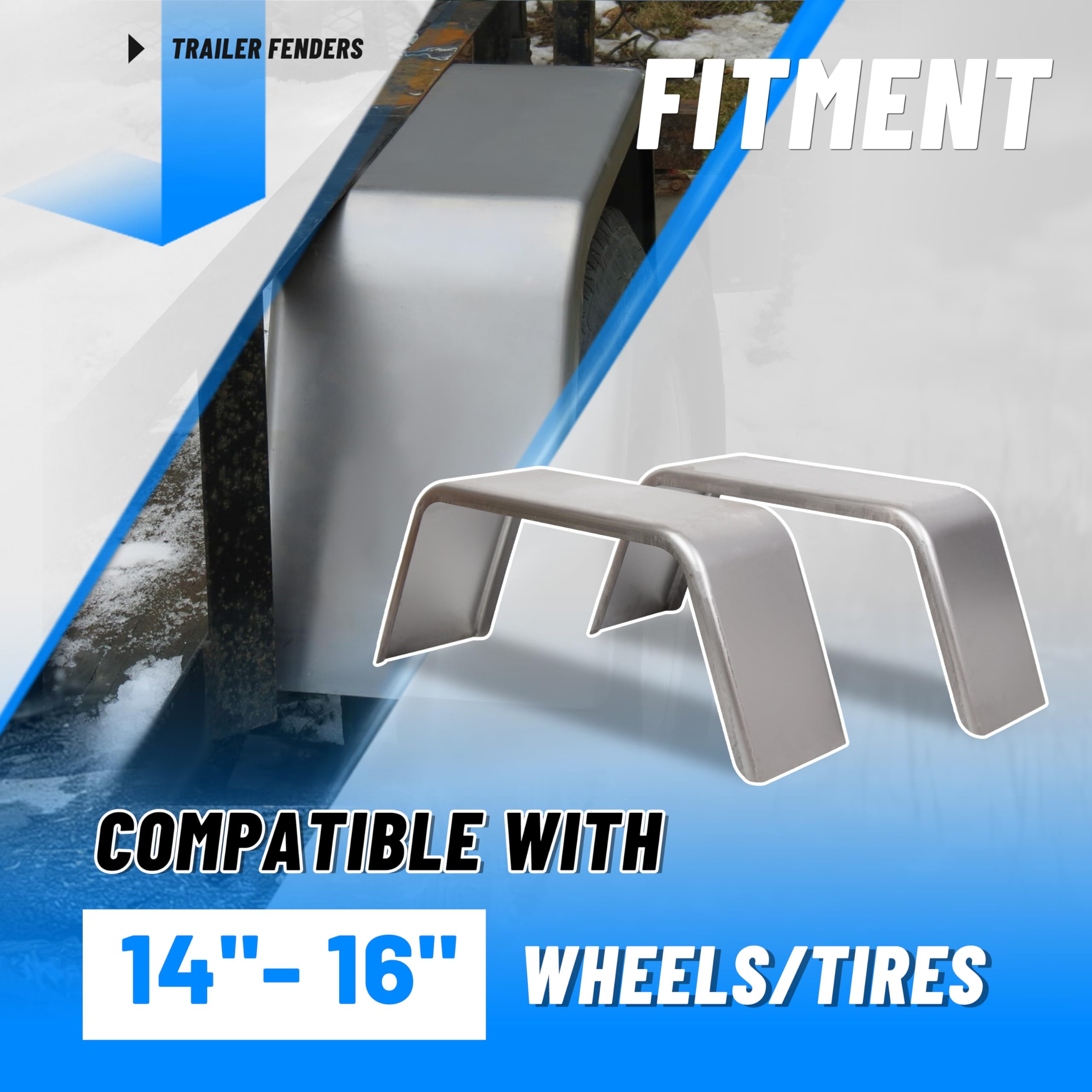 Ecotric Square Trailer Fenders For 14''-16'' Wheels 1 Pair