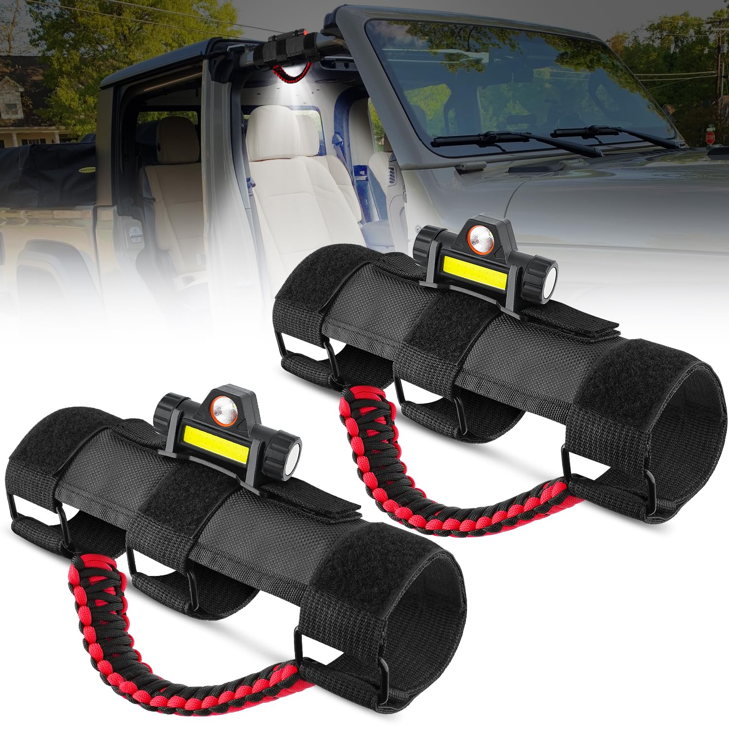 Nilight Dome Light w/Grab Handle Universal 2   - 4    Roll Bar Mount LED Interior Lights Spot Flood Combo Beam Metal Buckle for 