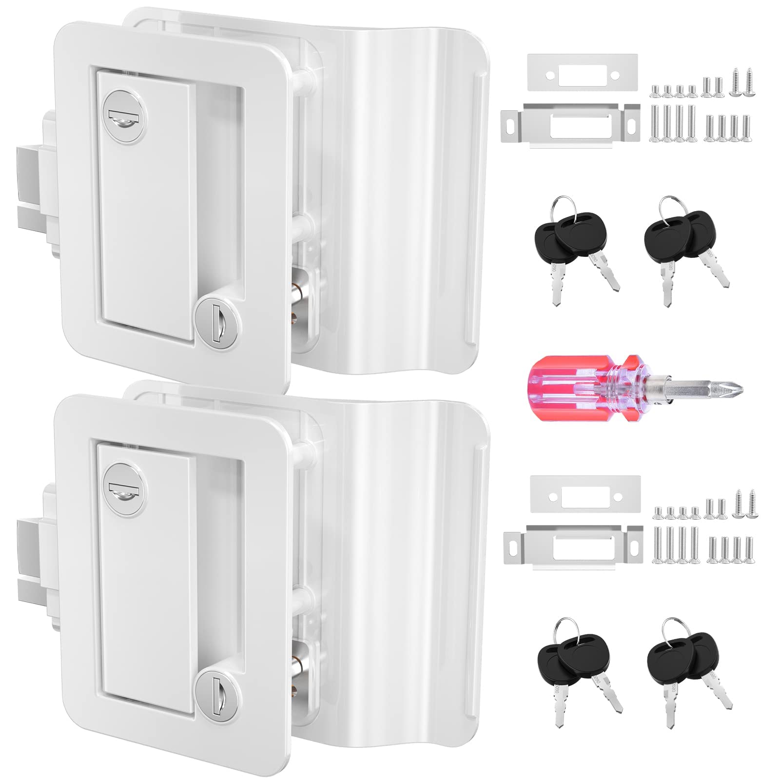 Ristow Upgraded Chrome Rv Door Locks Rl001 For Travel Trailers With Paddle Deadbolt, Camper Door Latch Lock Replacement Kit For Trailer Door Camper Horse Trailer Cargo Hauler