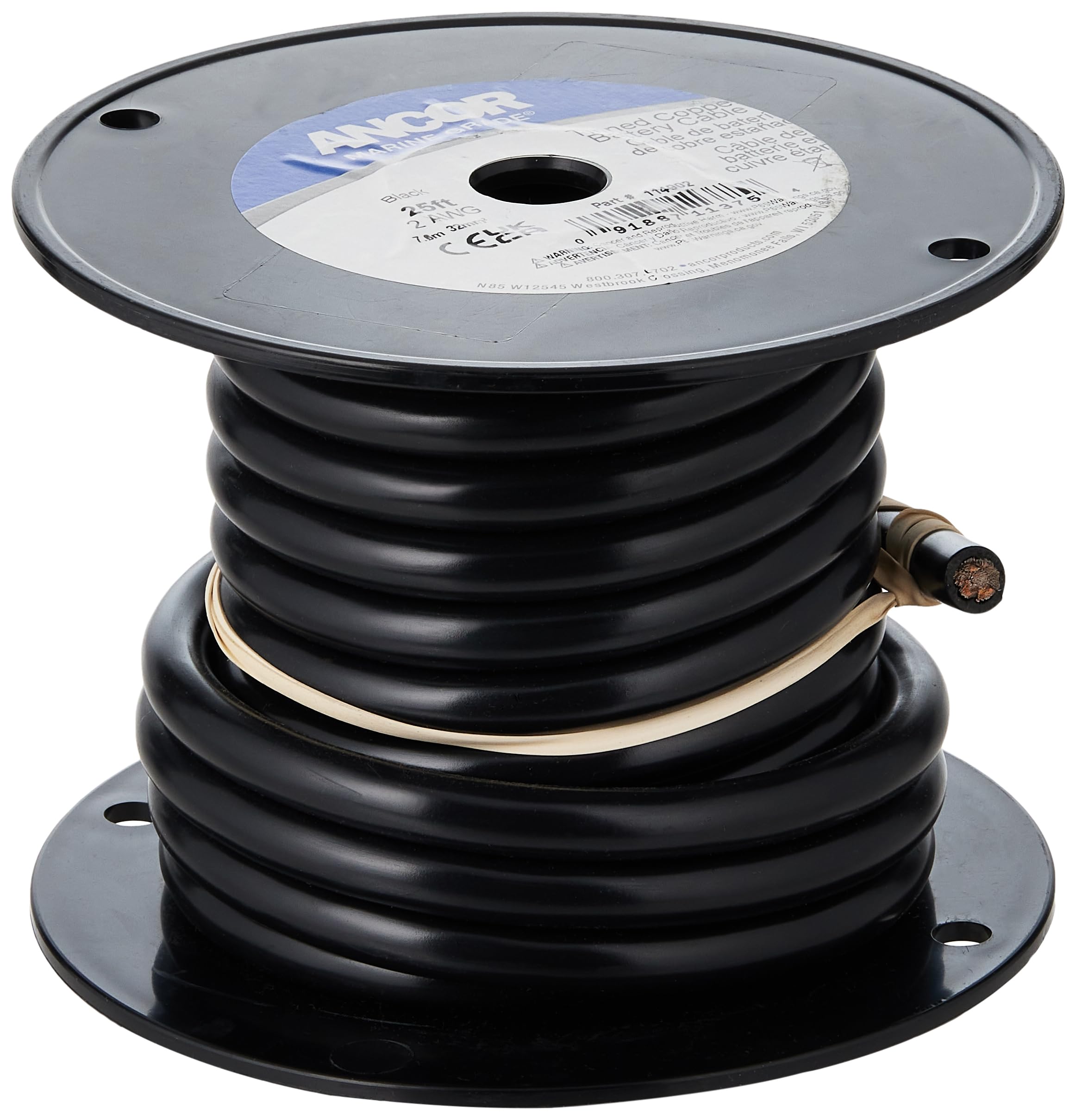 Ancor 114010 Tinned Copper Battery Cable, 2 Awg (32Mm2), Black - 100Ft