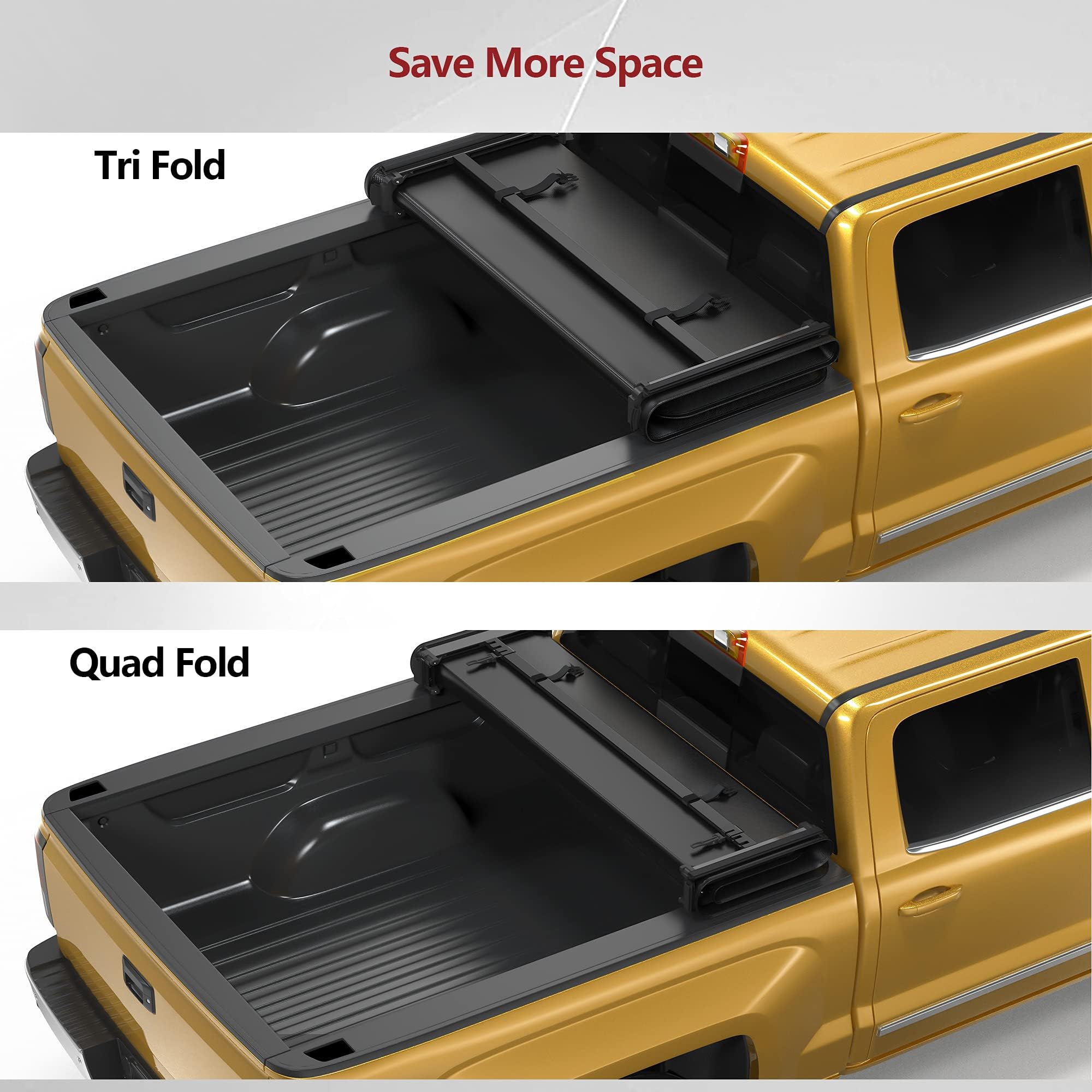 Yitamotor Soft Quad Fold Truck Bed Tonneau Cover Compatible With 2015-2025 Ford F150 F-150, Styleside 6.5 Ft Bed