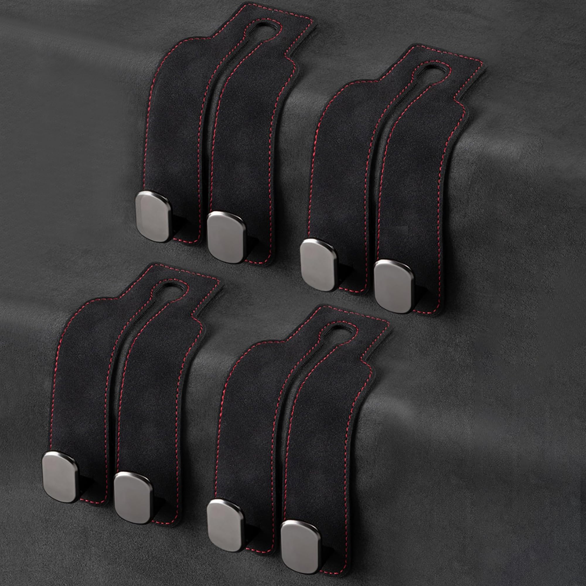 Amelity Car Seat Hooks, Car Seat Back Storage Hook Double Hook, Headrest Hooks For Car, Car Hooks For Purses And Bags (Black-4 P