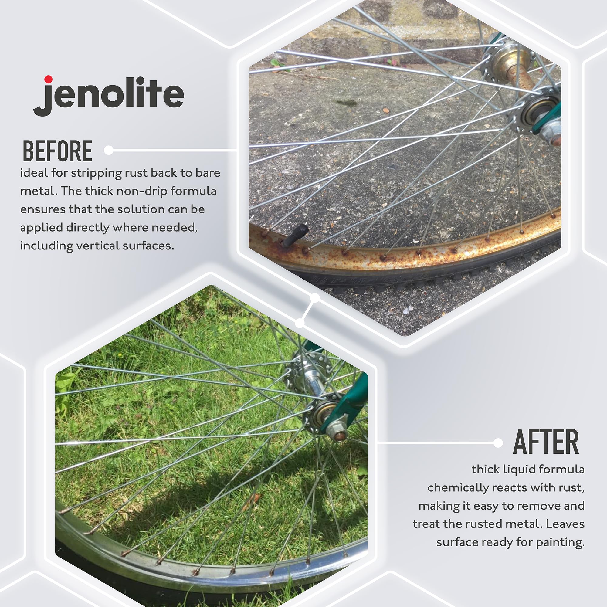 Jenolite Rust Remover - Thick Liquid - Remover Rust Back To Bare Metal - 17Oz (500Ml)