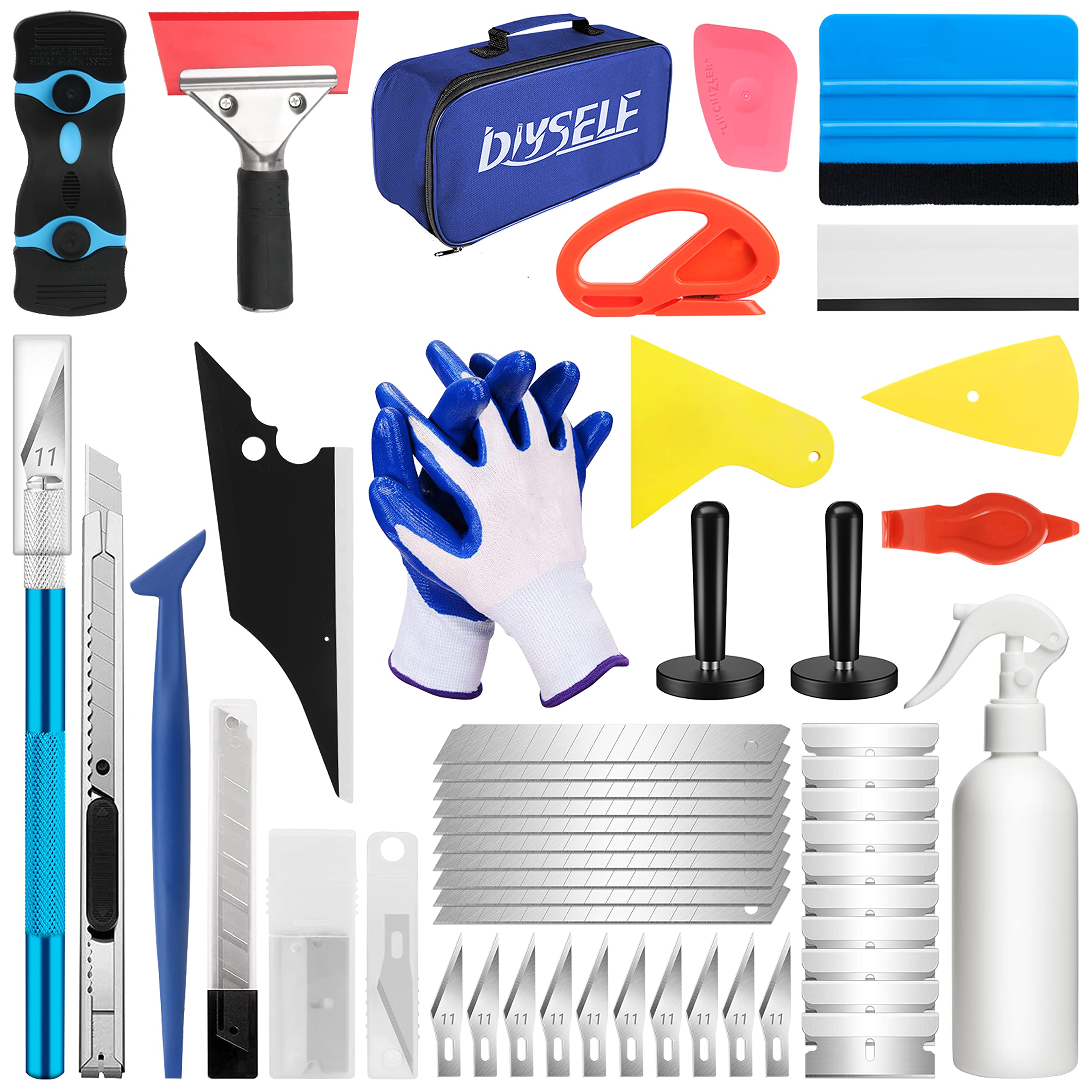 Diyself Window Tint Kit For Cars, 45 Pcs Vehicle Glass Protective Film Wrapping Set, Squeegee For Vinyl, Vinyl Wrap Tools, Window Tint Tools, Car Film Kit
