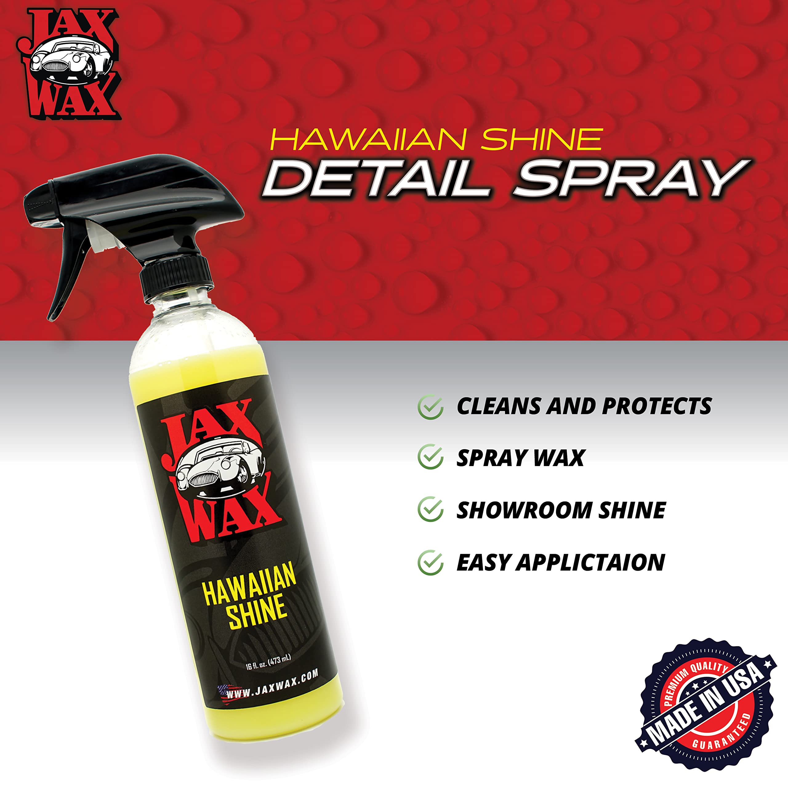 Jax Wax Hawaiian Shine Carnauba Car Wax, Quick Detail Spray For A Deep Gloss Finish On Car, Boat, Truck, Motorcycle And More, 1 Gallon