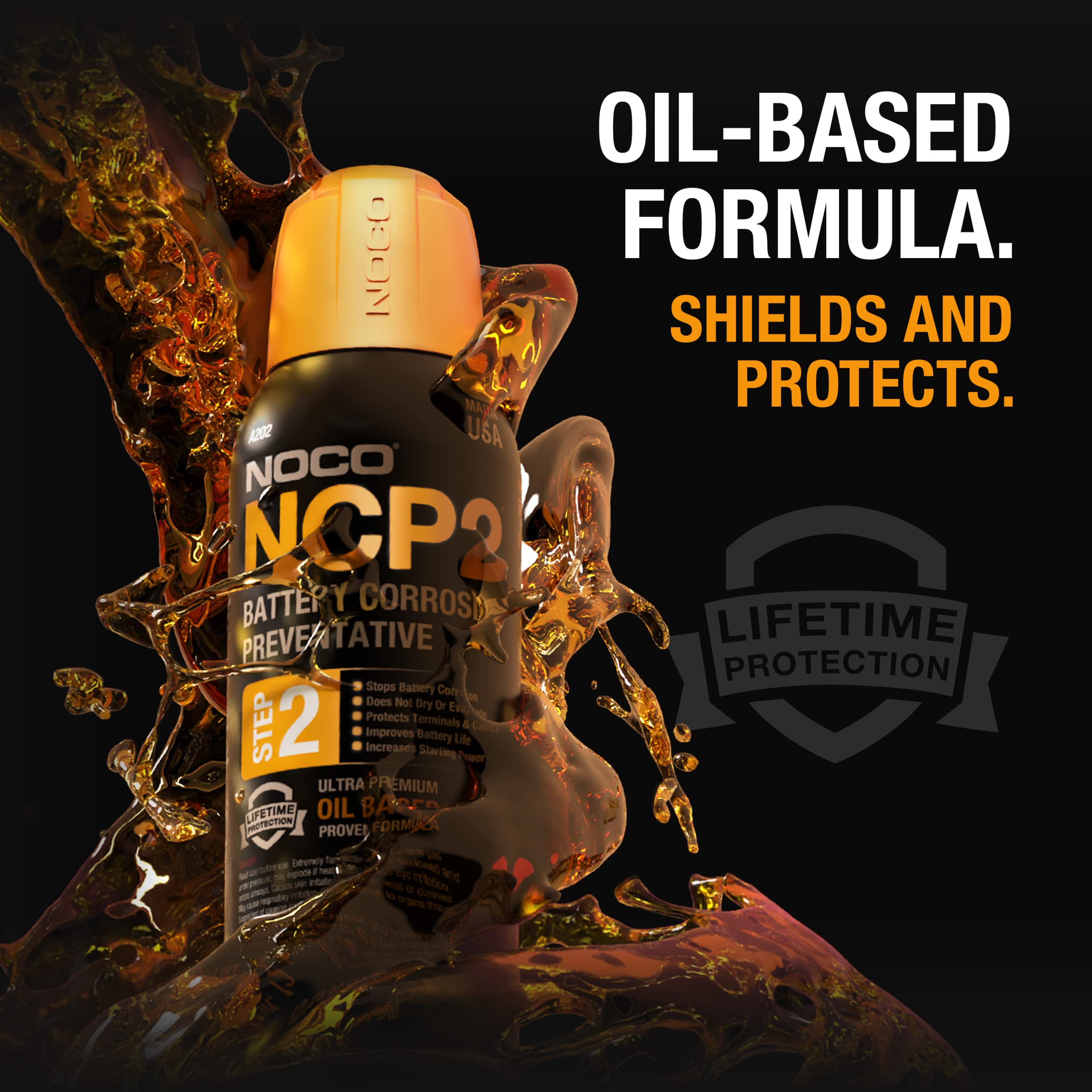 NOCO A202 Oil-Based Battery Corrosion Preventative Spray, 12.25 Oz, Orange, Terminal Protector Grease