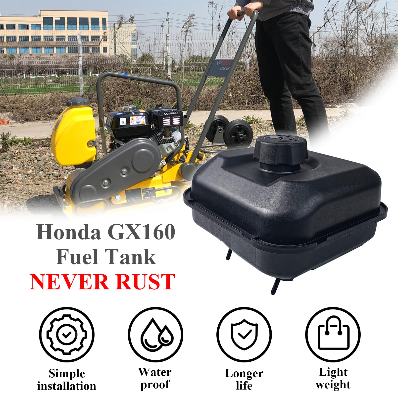 WOTIAN Gas Fuel Tank for GX160 GX200 5.5HP 6.5HP Harbor Freight Predator 212cc Engine Anti-vibration HDPE Never Rust Oil Tanks R