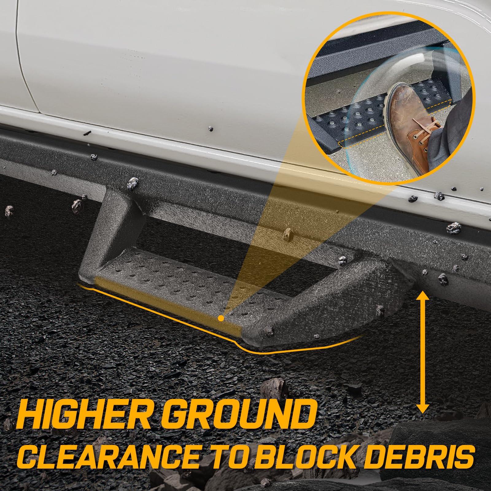 Smanow Drop Down Running Boards Compatible With 2005-2023 Toyota Tacoma Double Cab Crew Cab, Dual-Stage Textured Black Powder Co