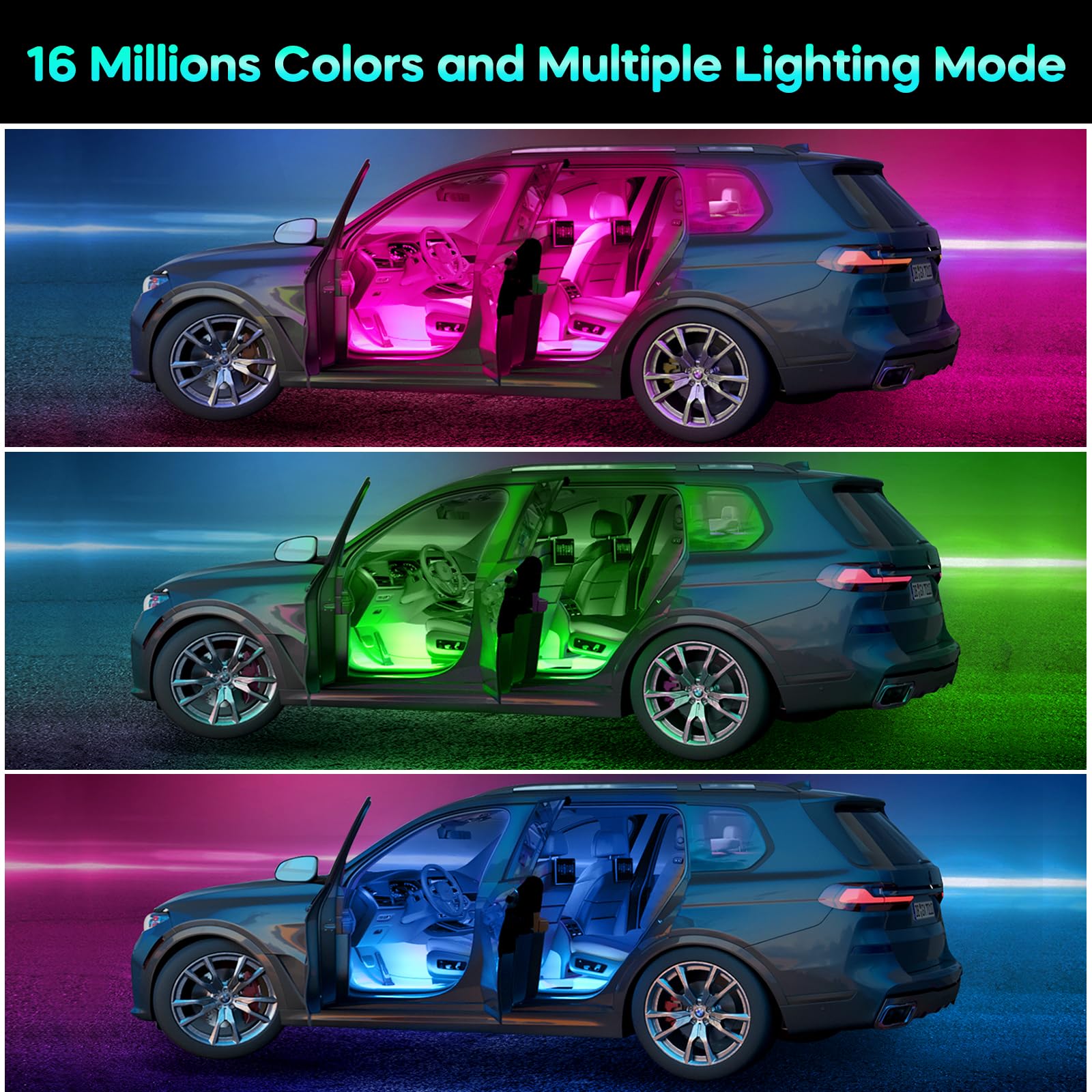 Interior Car Lights Winzwon Car Accessories For Women, Led Lights Decor, Gifts For Men, App Control Inside, With Usb Port, Music Sync Color Change Lights For Jeep Truck, 12V (1)