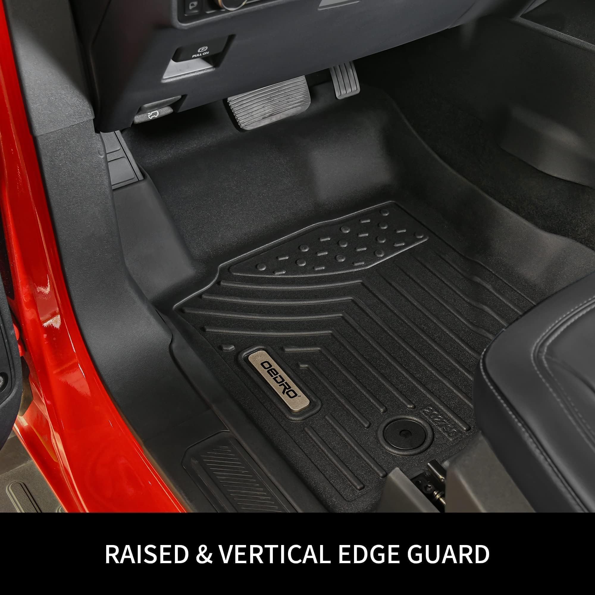 oEdRo Floor Mats for 2017-2025 Jeep Compass, Black TPE All-Weather Guard, Includes 2 Retaining Posts, 27.76"x23.03"x6.
