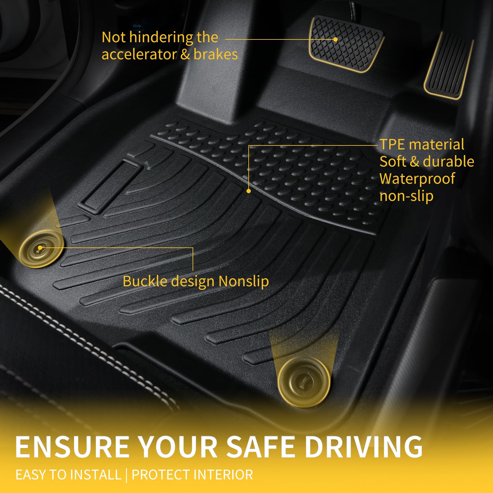GINOWY-Floor Mats Cargo Liner Set for Hyundai Kona 2018-2023, SEL?SE?N?N Line?Limited, All Weather Car Floor Mat for Hyundai Kon