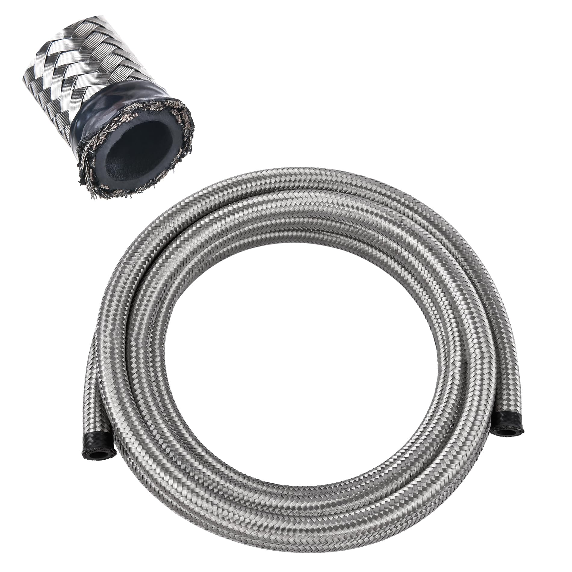 Evil Energy 6An Fuel Line, An6 Braided Fuel Hose Nylon Cpe 5Ft Silver