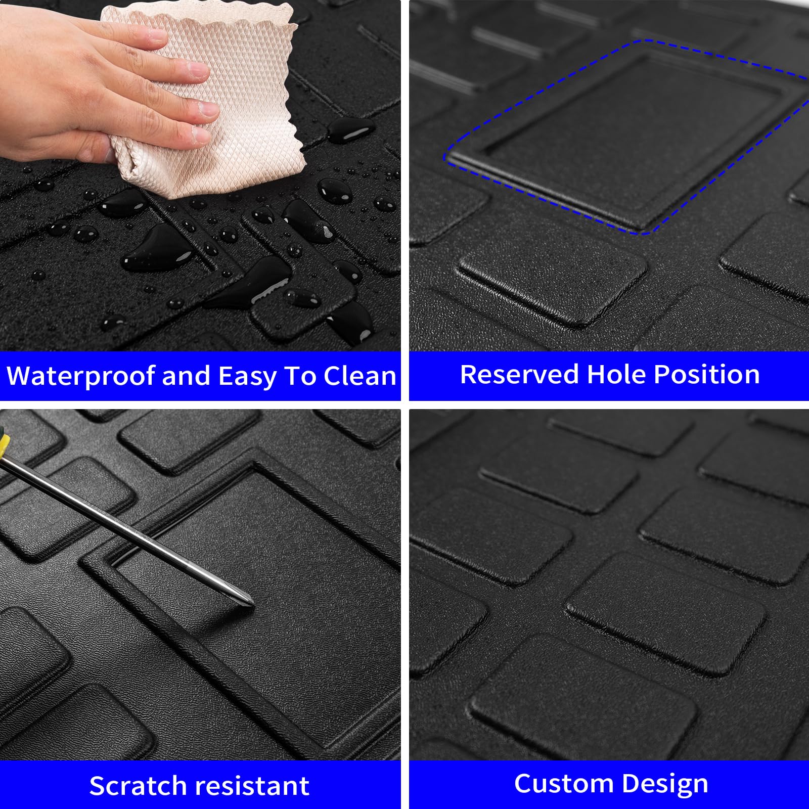 Rongtaod Cargo Mats for 2013-2024 Toyota 4Runner, TPE, 7 Seats, 3rd Row Backrest + Trunk Mat + Floor Mats, Back Seat