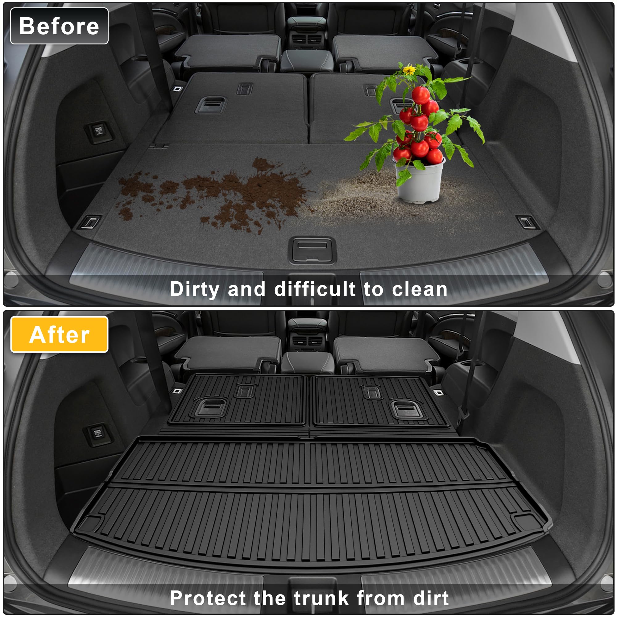 Original Cargo Mat & Backrest Mat Fit for Honda Pilot 2016-2022: Cargo Liner with Backrest Mat Behind 3rd Row Back Seat Protecto