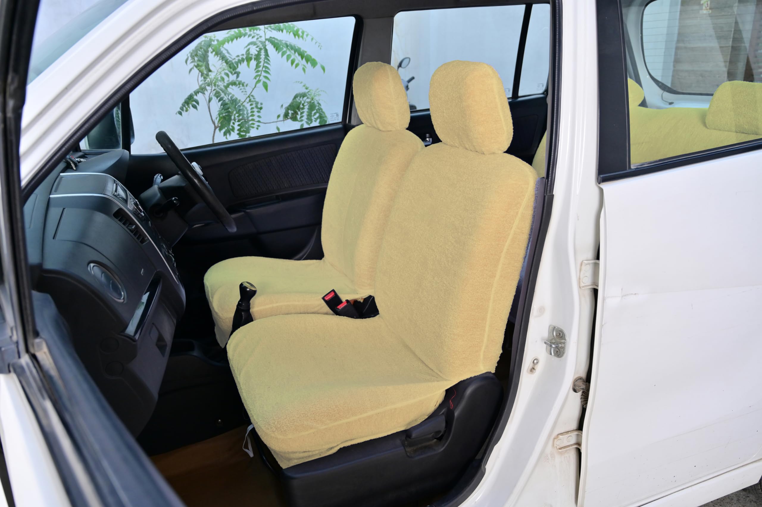 Atist Cotton car seat Cover for Indica Vista (Towel Type)(Cotton)(Elastic Fitting for Easy Installation) (Beige)