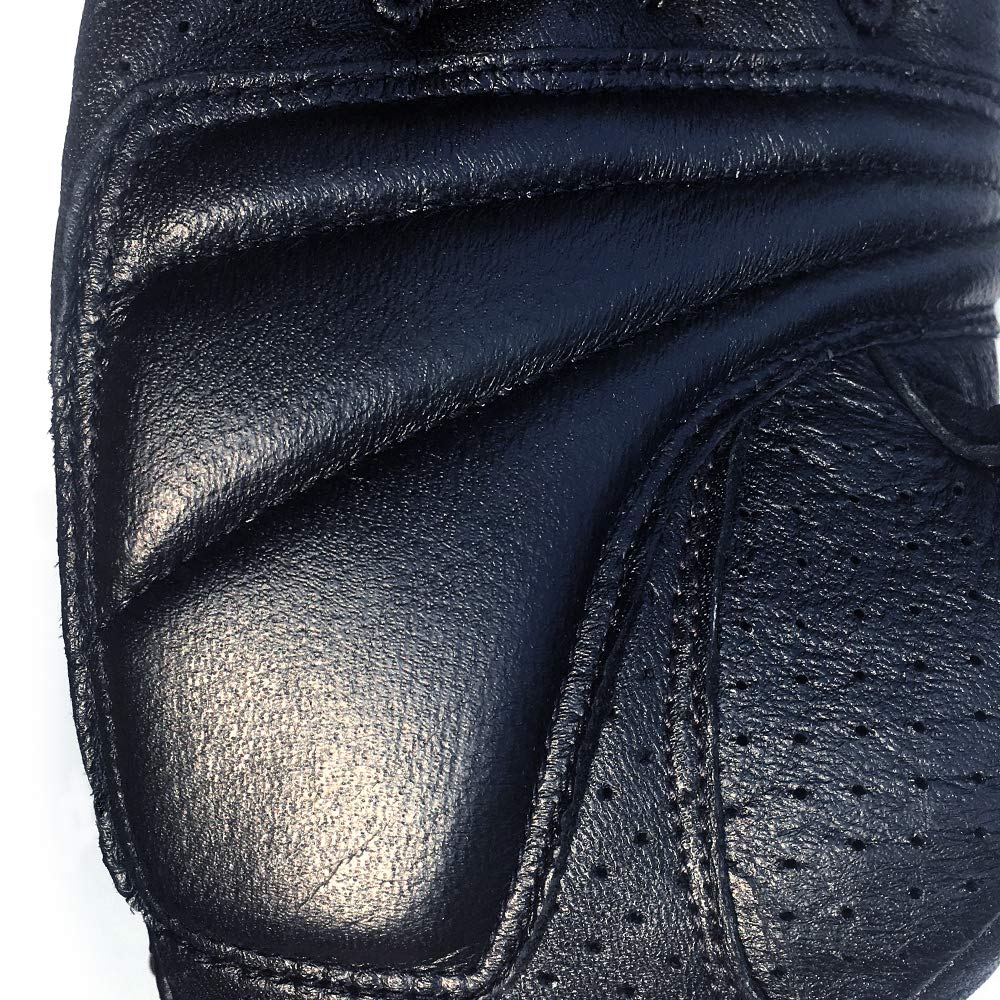 Kaiwende Half Finger Men'S Motorcycle Gloves Gel Padded Fingerless Leather Motorbike Gloves (Black, Medium)