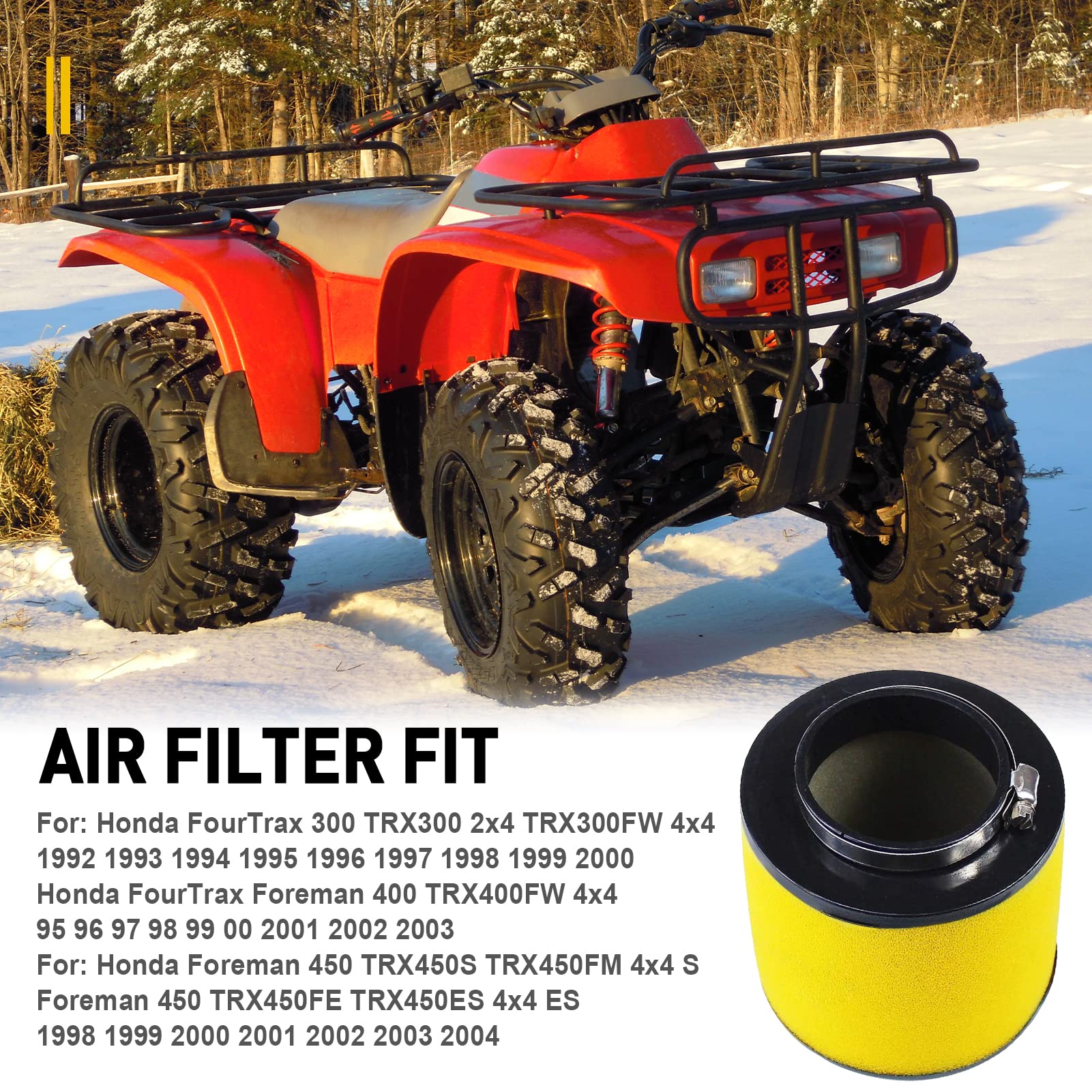 TRX 300 400 450 Air Filter for Honda FourTrax 300 TRX300 TRX300FW FourTrax Foreman 400 TRX400FW Foreman 450 TRX450 Replacement 1