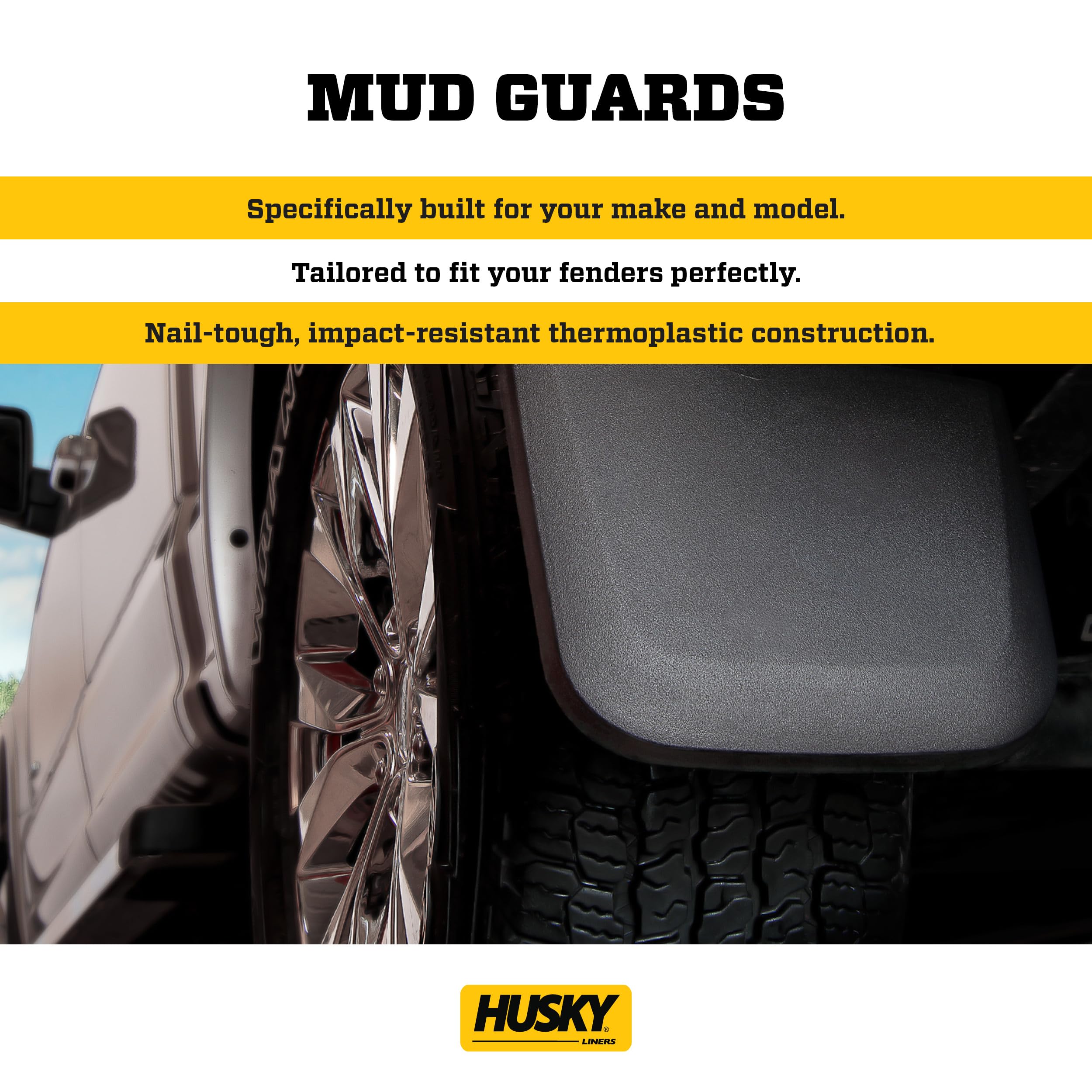 Husky Liners - Front Mud Guards | 2014-2018 Chevrolet Silverado 1500, 2015-2019 Silverado 2500/3500, 2019 Silverado 1500 Ld W/Si