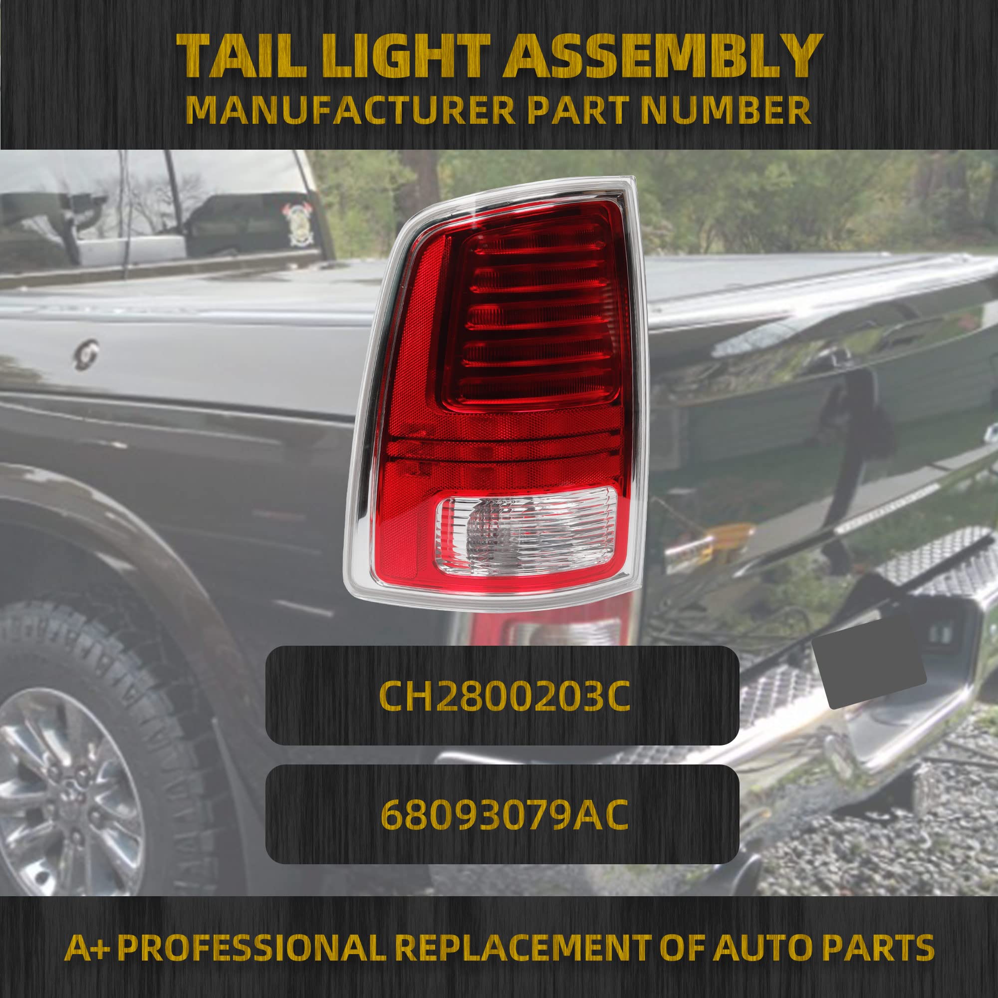 Dasbecan Tail Lights Assembly Driver Side With Red Led Bulbs Compatible With Dodge Ram 1500 2013-2018 Ram 2500 & 3500 2014-2018