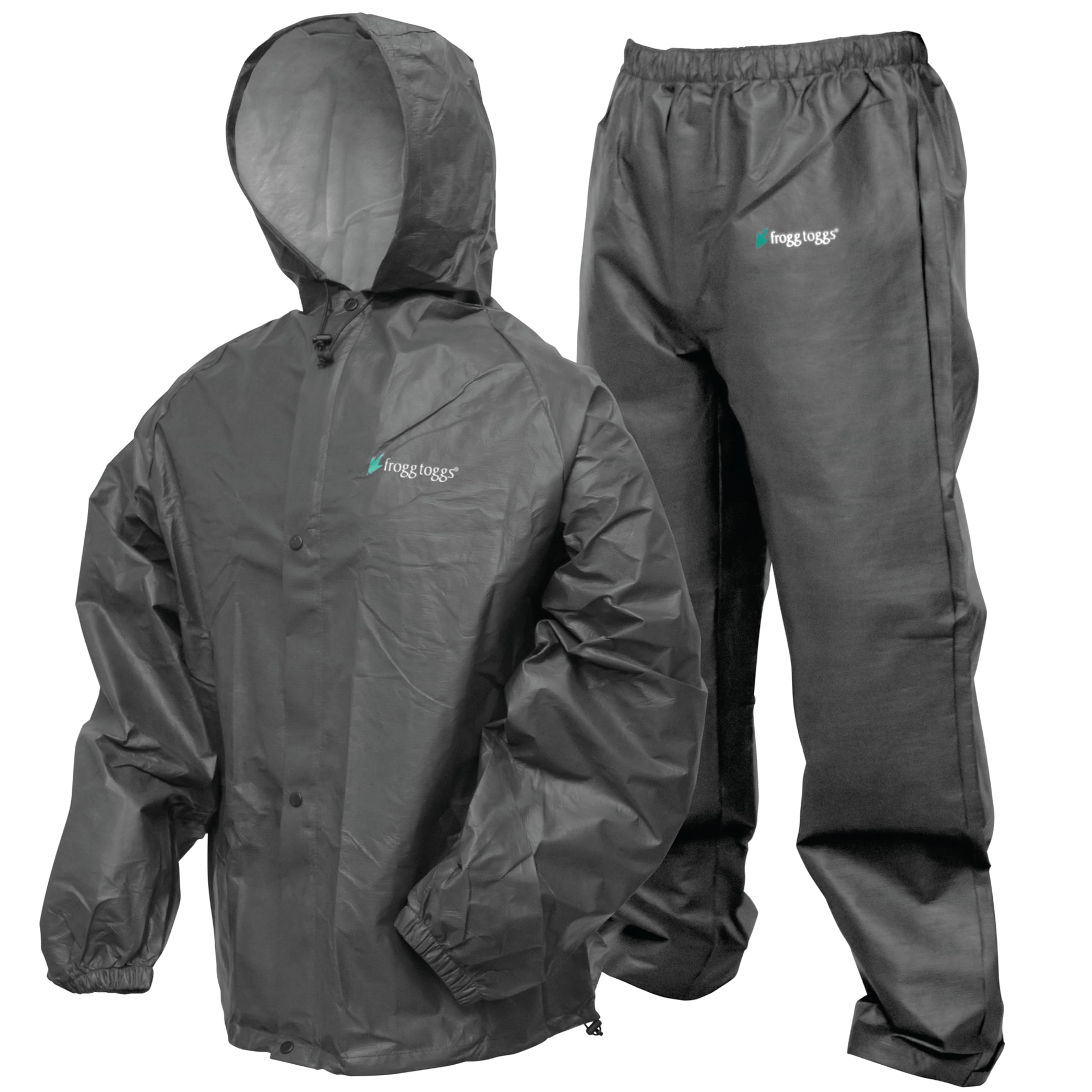 Frogg Toggs Men'S Pro Lite Rain Suit, Waterproof, Breathable, Dependable Wet Weather Protection, Carbon Black, Medium-Large