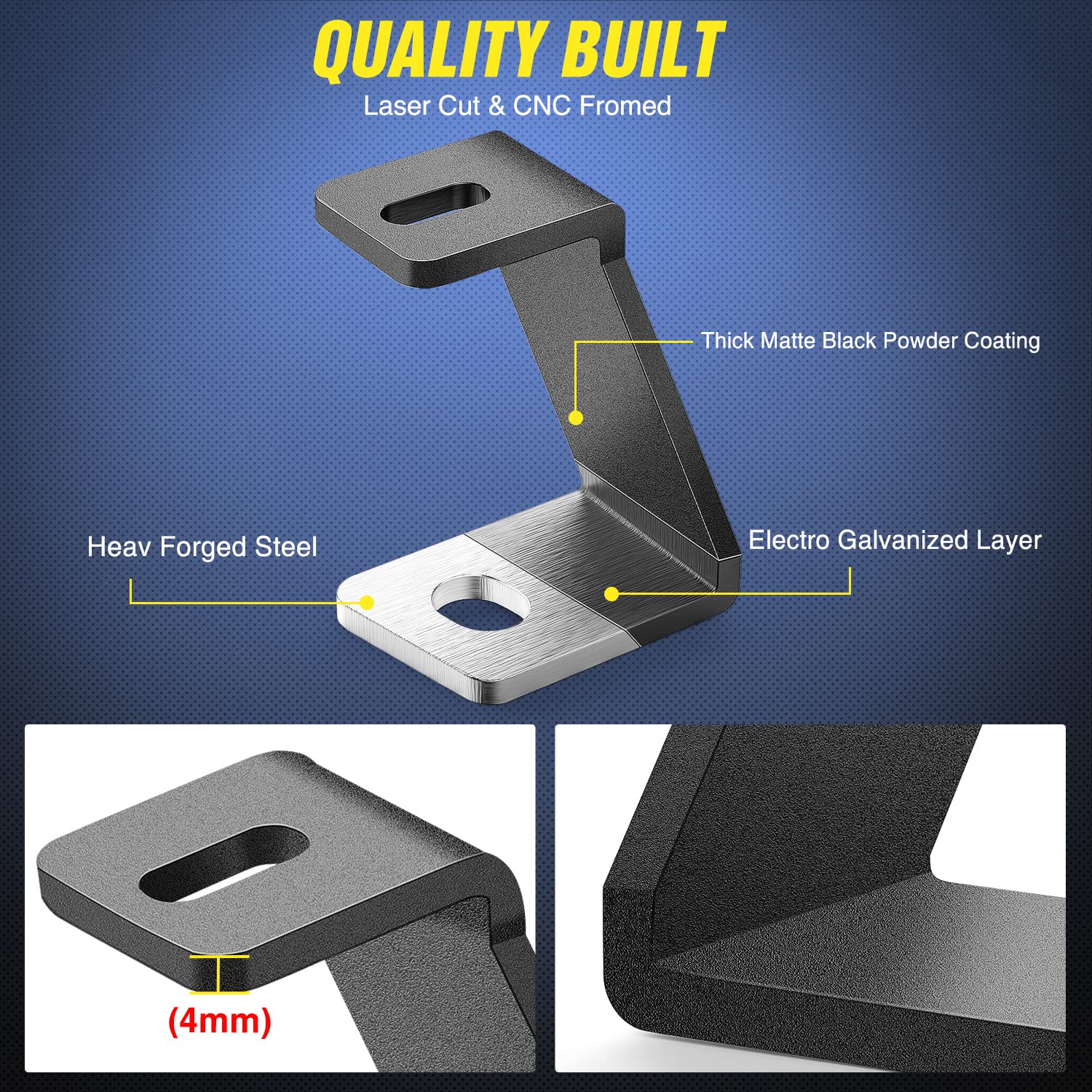 Nilight Ditch Light Bracket for F150 2015-2023, Metal Hood Mount, Model 91084B, Fits Raptor 2017-2023, 2-Year Warranty
