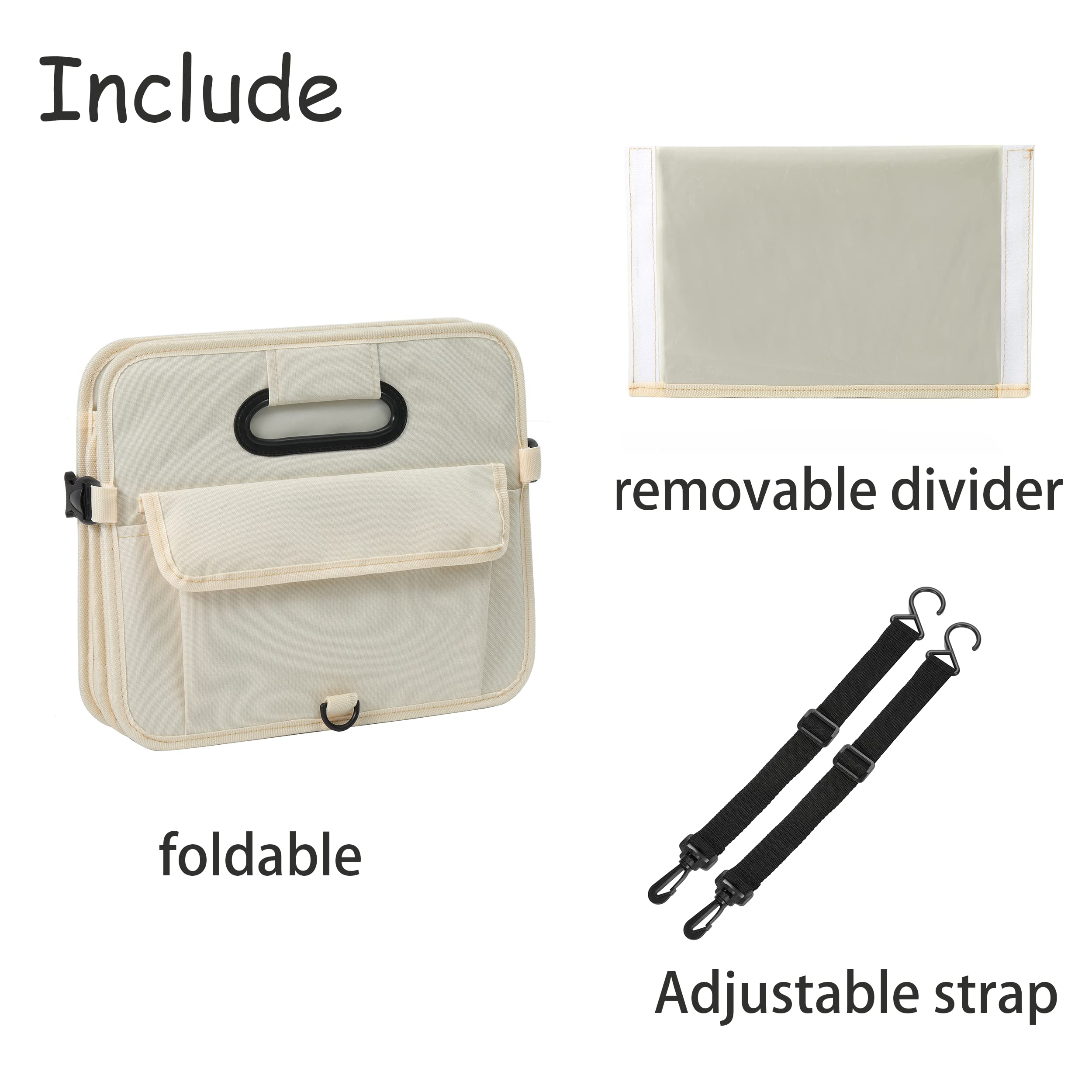 Aokjoy Car Trunk Organizer, Green, Foldable, Non-Slip, Adjustable, Multiple Compartments, 600D Oxford Cloth Material