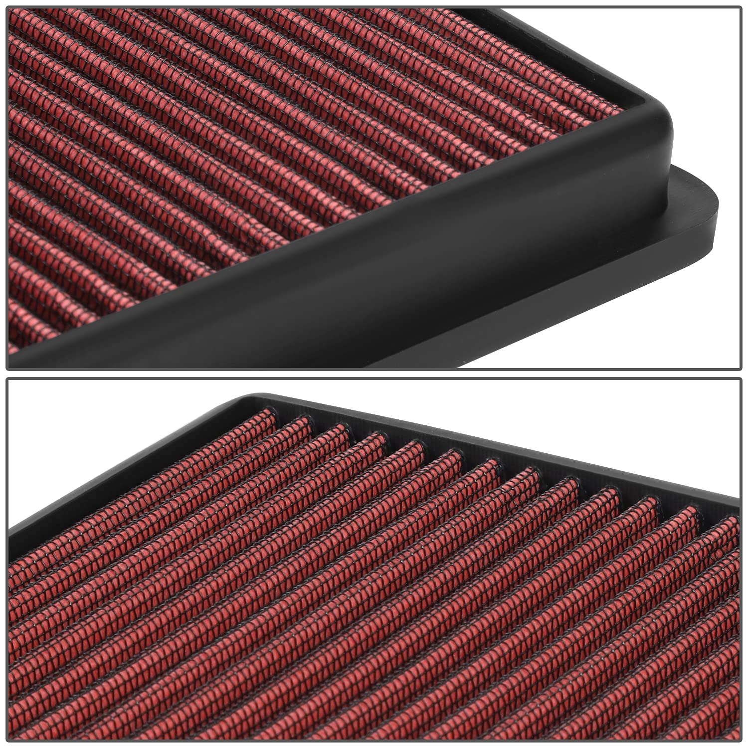 Auto Dynasty High Flow Engine Air Panel Filter Drop-In Reusable & Washable Compatible With Ford Expedition F-Series Lincoln Navigator (Red)