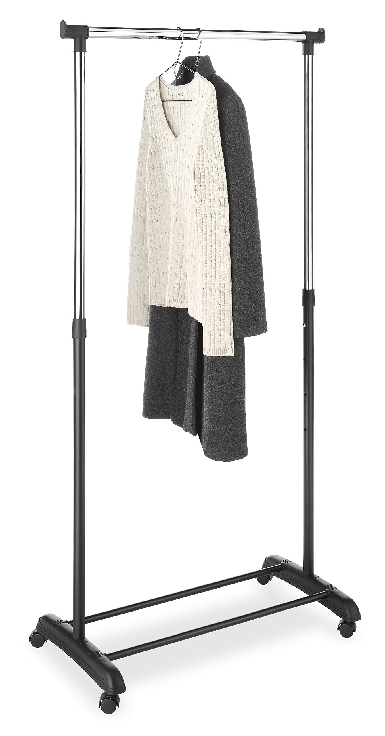 Whitmor Black And Chrome Adjustable Garment Rack-Rolling Clothes Organizer, 18.5'' D X 33'' W X 66'' H