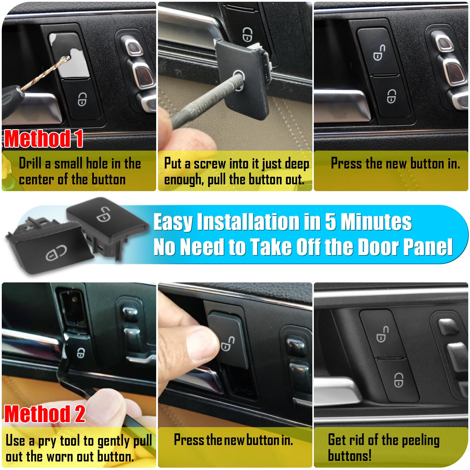 Jaronx Compatible With Mercedes Benz Door Lock Button Door Lock Switch, Door Buttons Lock Unlock Button For B-Class W246,C-Class