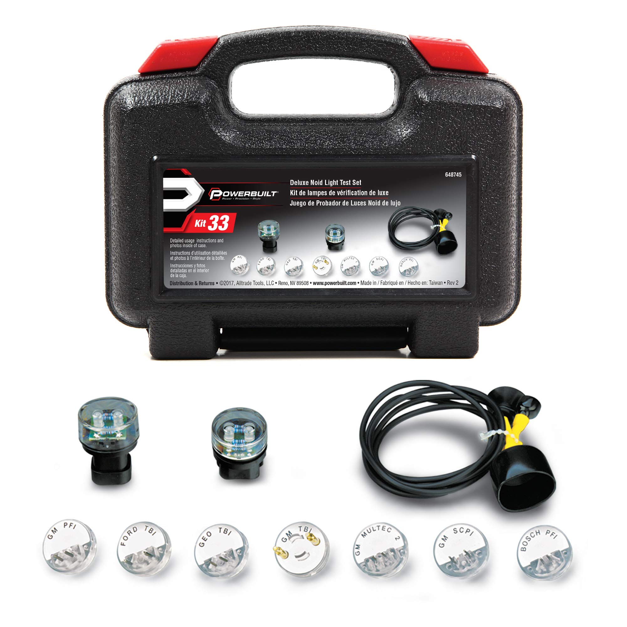 Powerbuilt Deluxe Fuel Injection Test Noid Light Tool Set, Kit Tests Vehicle Electronic Fuel Injectors And Idle Air Control Valv