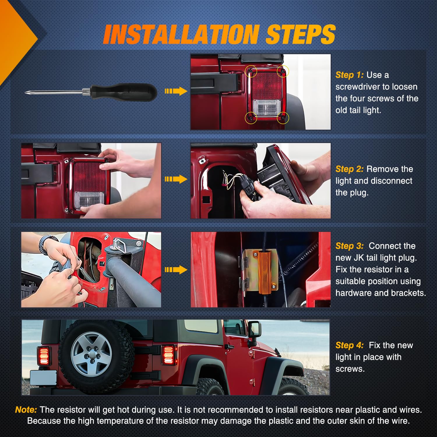 Nilight Jk Tail Light Led Red Running Stop Brake Turn Signals Lights White Reverse Back Up Dot Approved Smoked Lens Taillight Co