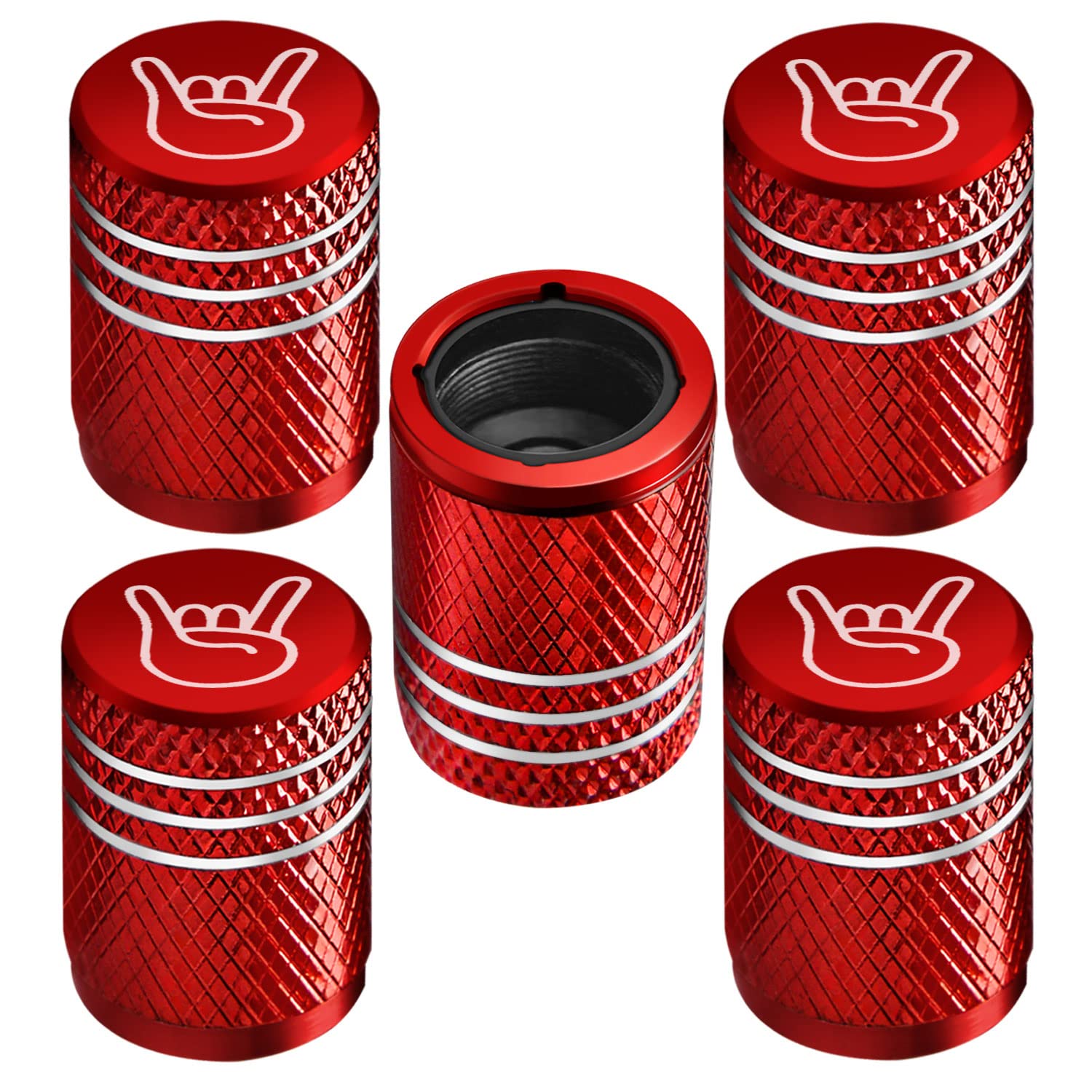 Tire Valve Stem Caps for Car Tire Cap 5 Pack Corrosion Resistant Leak-Proof Premium Alloy Rock & Roll Universal for Car Bike Tru