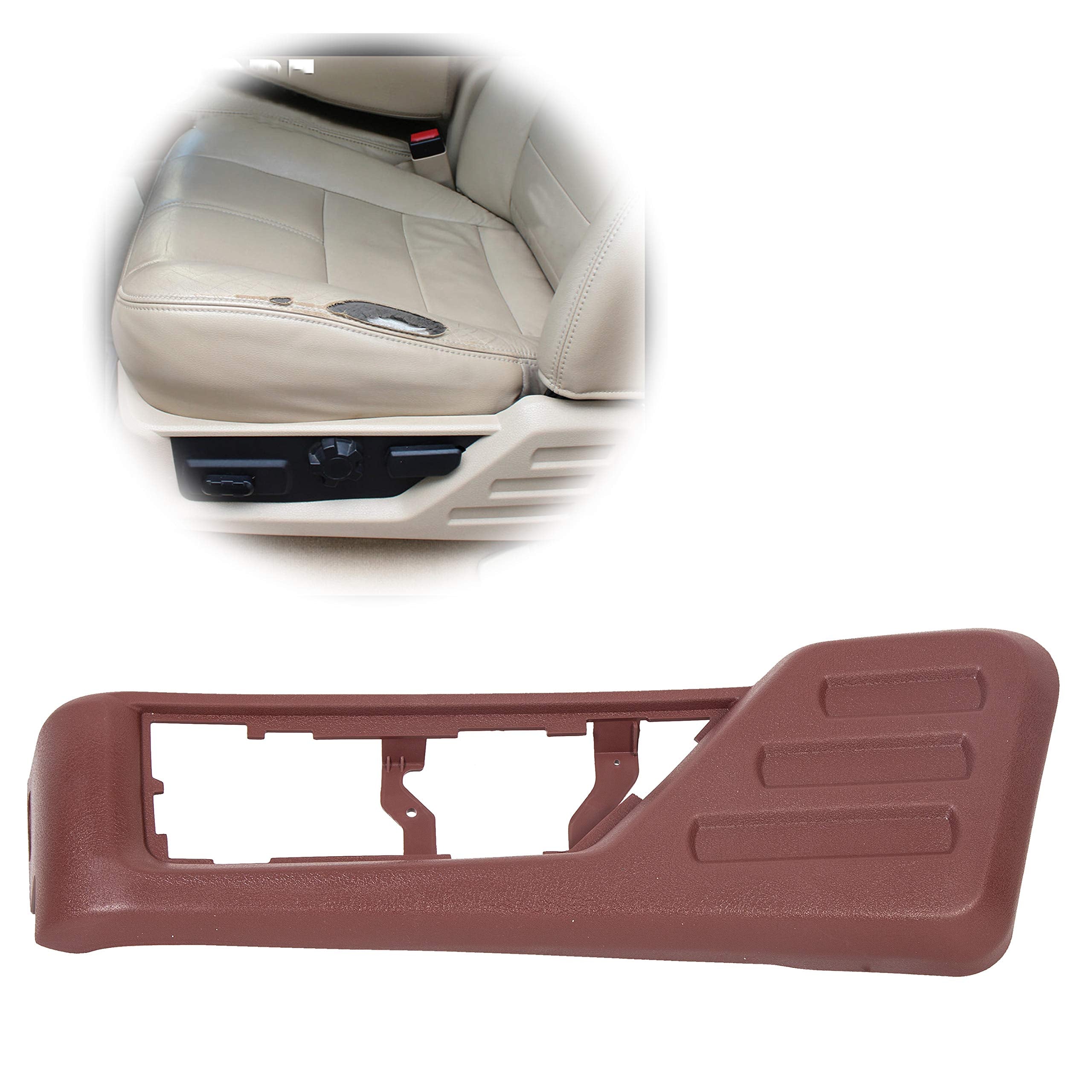 HECASA Red Front Driver Seat Panel Trim for 2008-2010 F250 F350 Super Duty King Ranch Replacement #8C3Z-2562187-DB