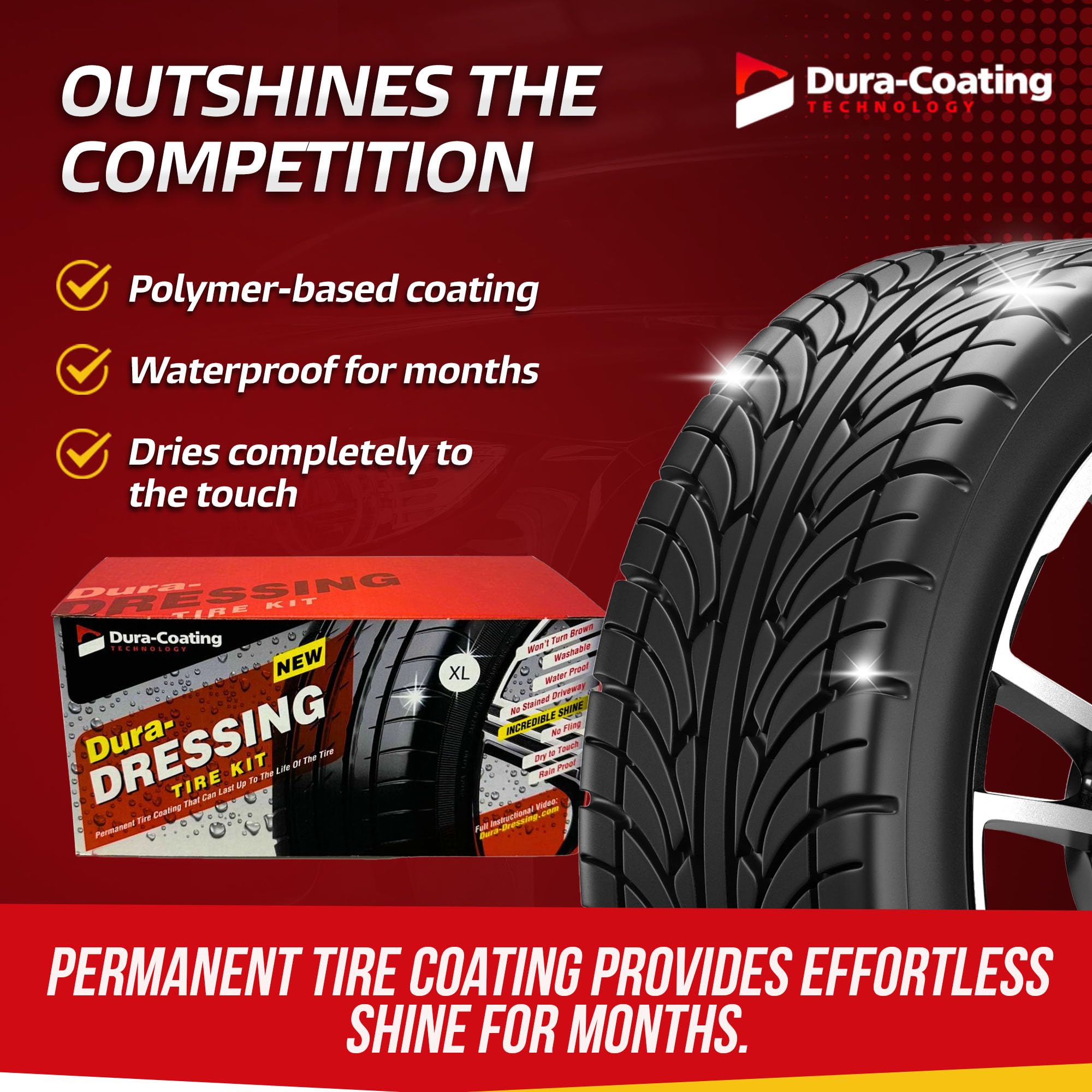 DURA-COATING TECHNOLOGY Dura-Dressing XL Total Tire Kit - Tire Dressing & Restoration for High Gloss Finish - Made in USA
