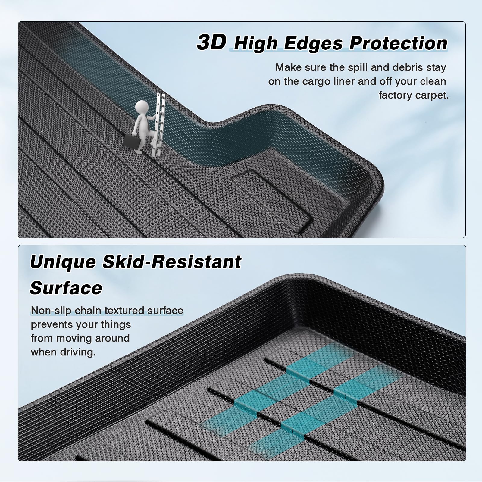 Mixsuper Custom Fit Cargo Liner for 2018-2023 Volvo XC40/ 2022-2023 Volvo C40 Recharge, All Weather Trunk Mat 3D Anti-Slip Rear