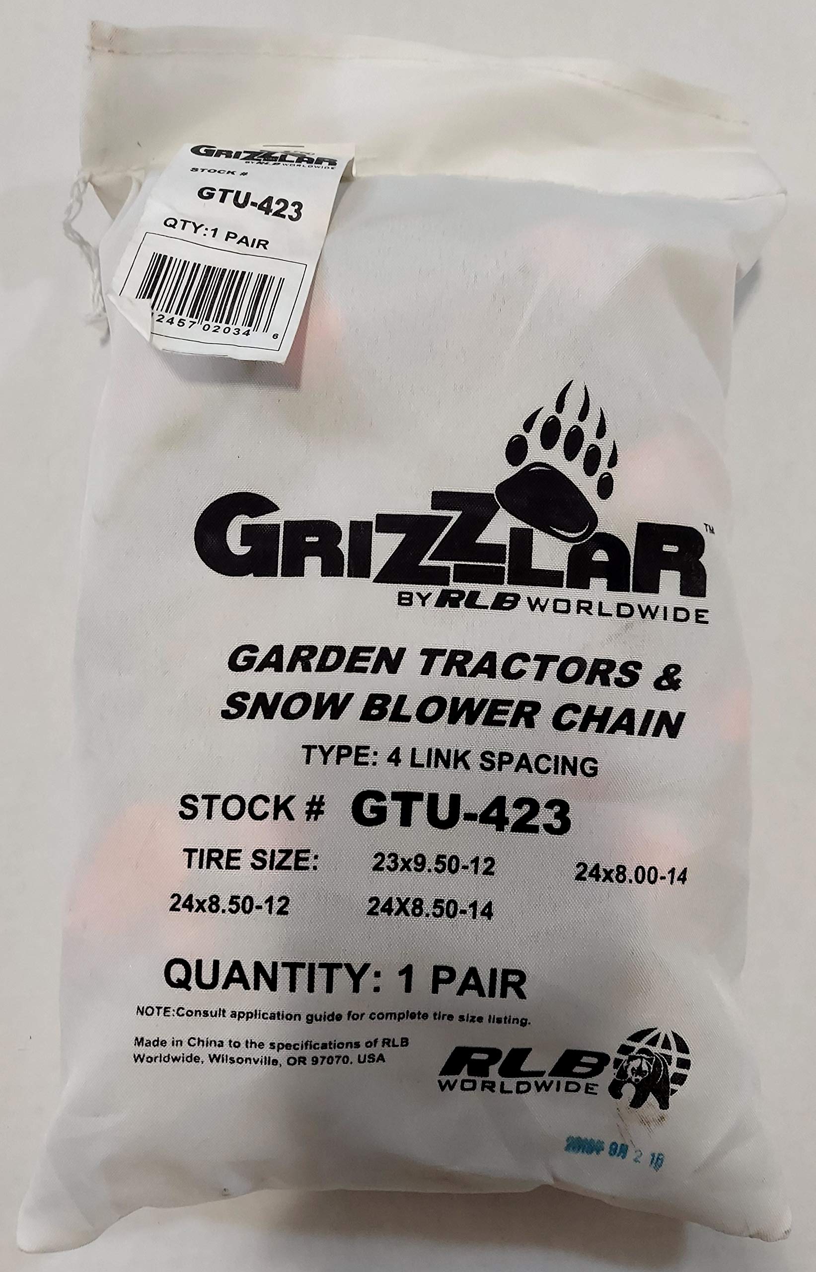 Grizzlar Gtu-423 Garden Tractor 4 Link Ladder Alloy Tire Chains Tensioner Included 23X9.50-12 24X8.00-14 24X8.50-12 24X8.50-14