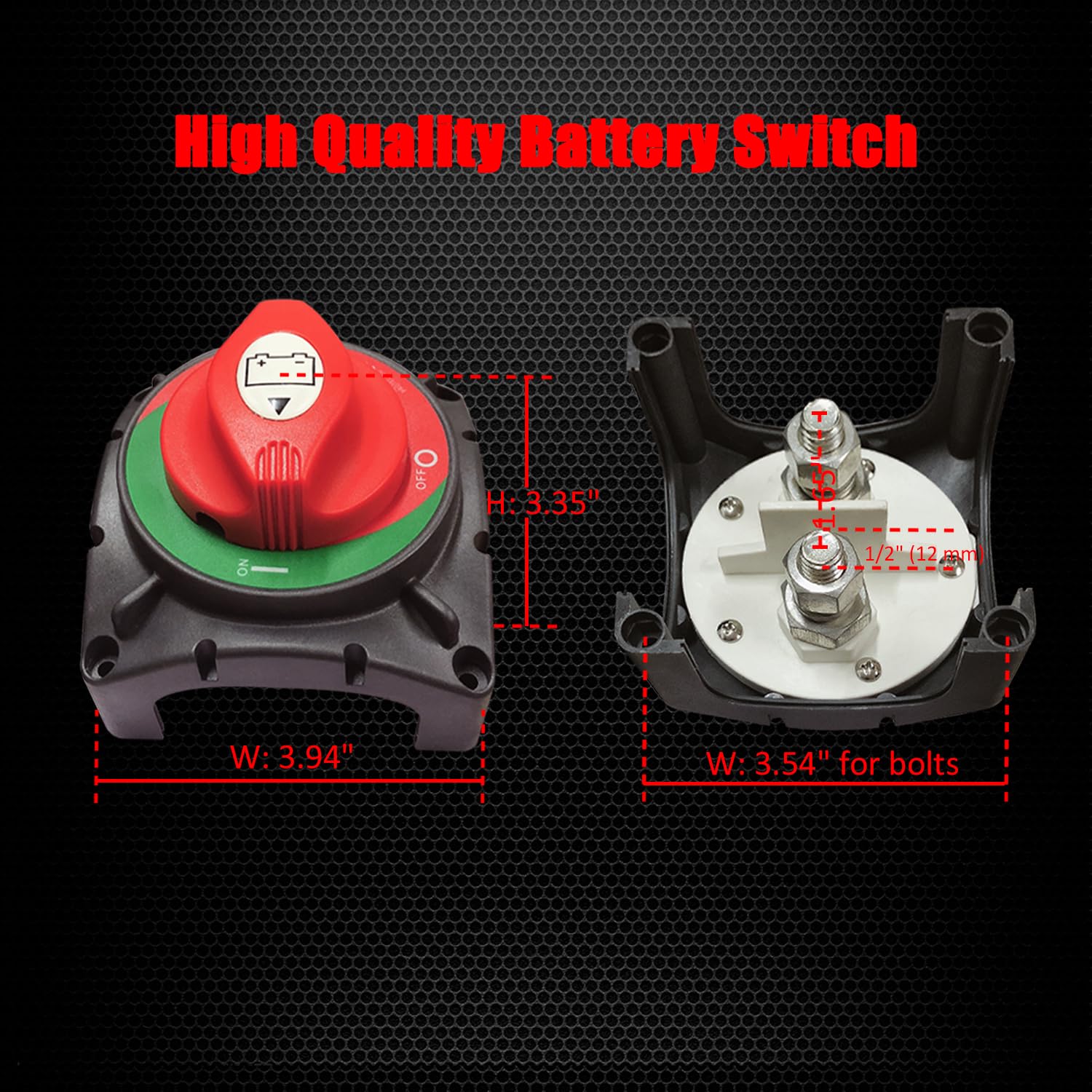 Ampper High Current Battery Switch, 12-48 V Battery Master Cut Disconnect Switch Isolator With Lugs For Marine Boat, Ship, Yacht
