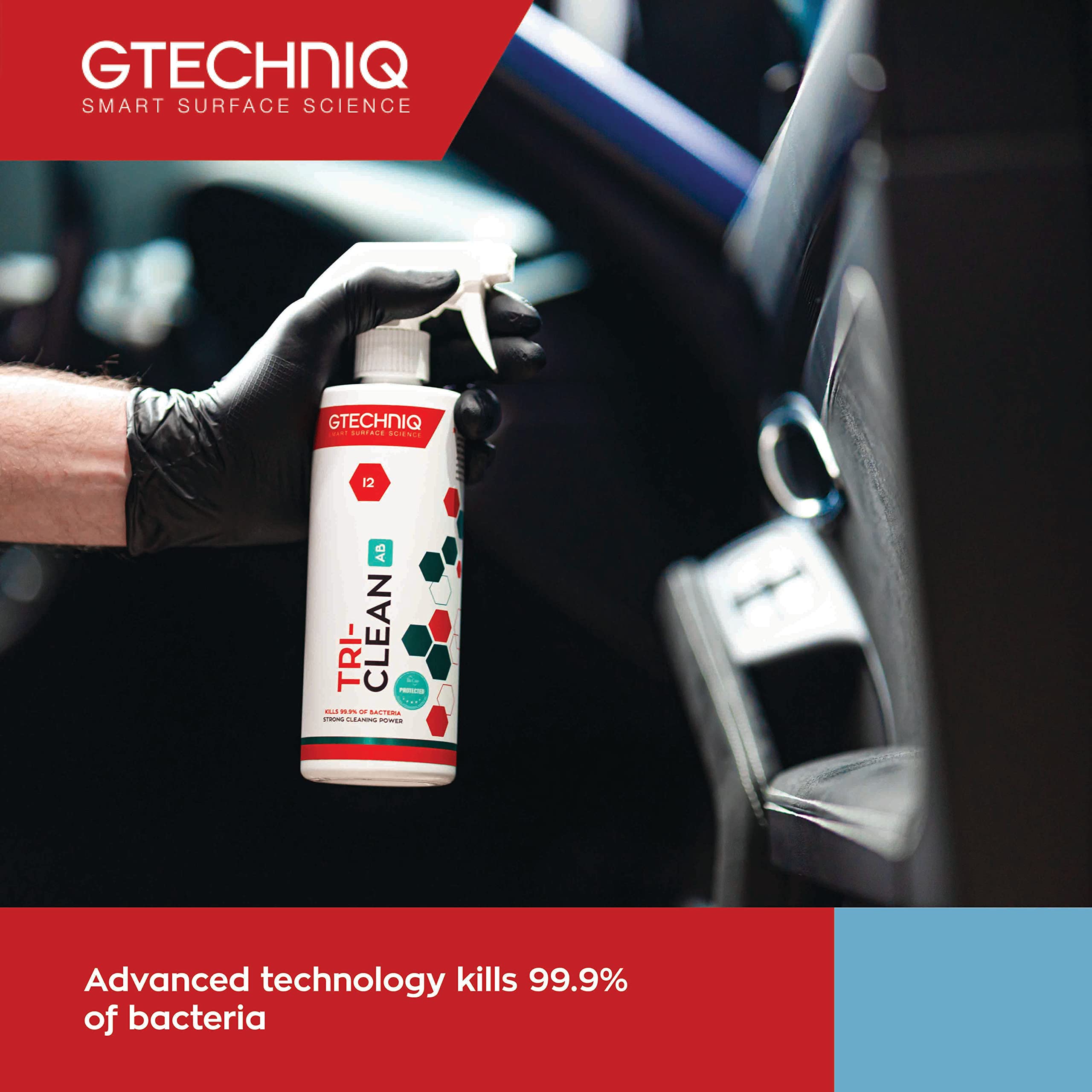 Gtechniq - I2 Tri-Clean - All-Surface Automotive Interior Odor Absorber; Ensure Surfaces Remain Fresh; Remove Dirt Attracting Re