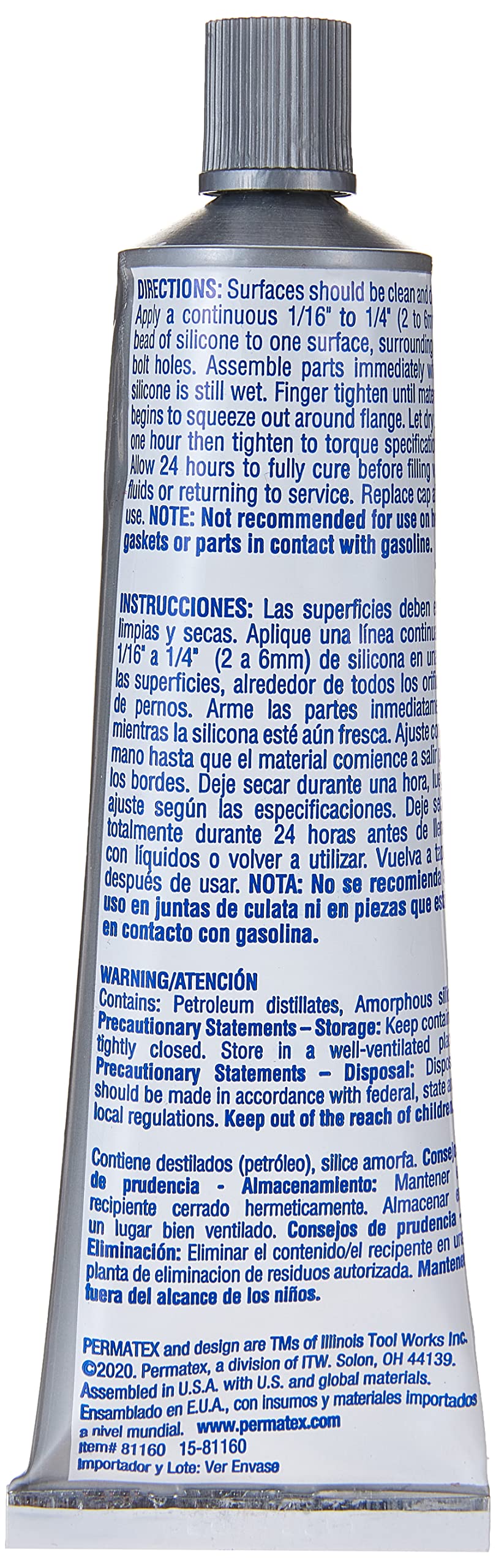 Permatex High-Temp Red RTV Silicone Gasket, 3 oz - Model 81160, Durable Silicone Sealant