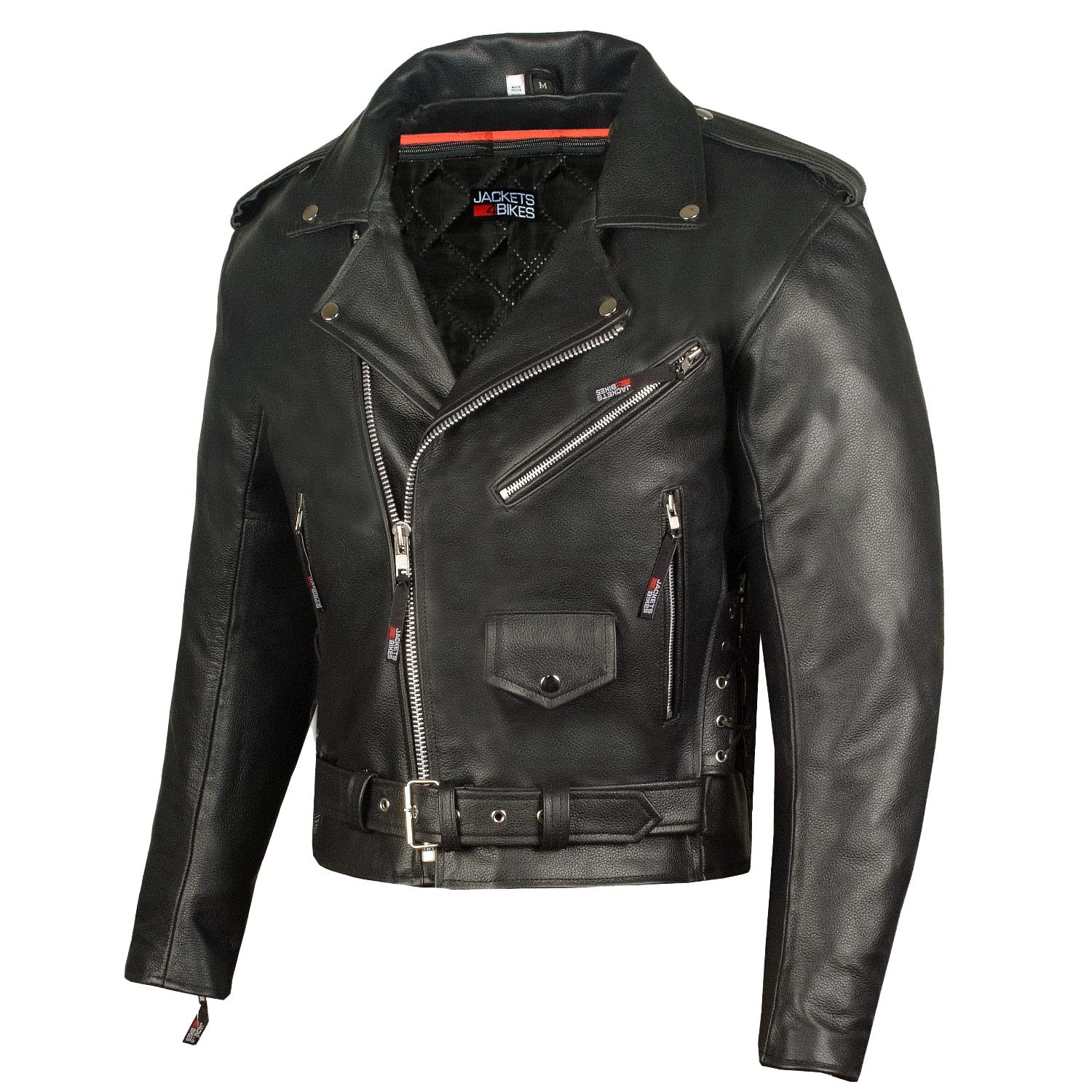 Men'S Iconic Brando Leather Motorcycle Jacket Premium Real Natural Buffalo Biker Jacket - Side Laces Concealed Carry Pockets, All-Season Leather Motorcycle Jacket For Men Black L