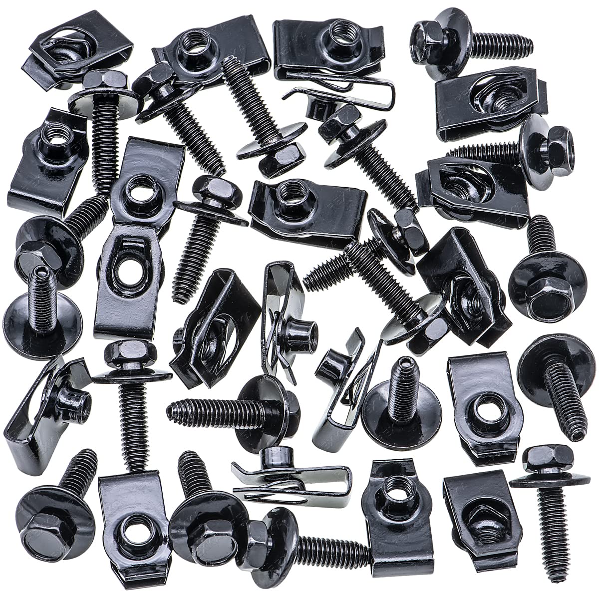 Rexka M6-1.0 U Nut & Body Bolt Kit - 20 Sets for GM, Ford, Chevy, Buick - Nylon - One Size - Multipurpose for Body, Fender, Radi