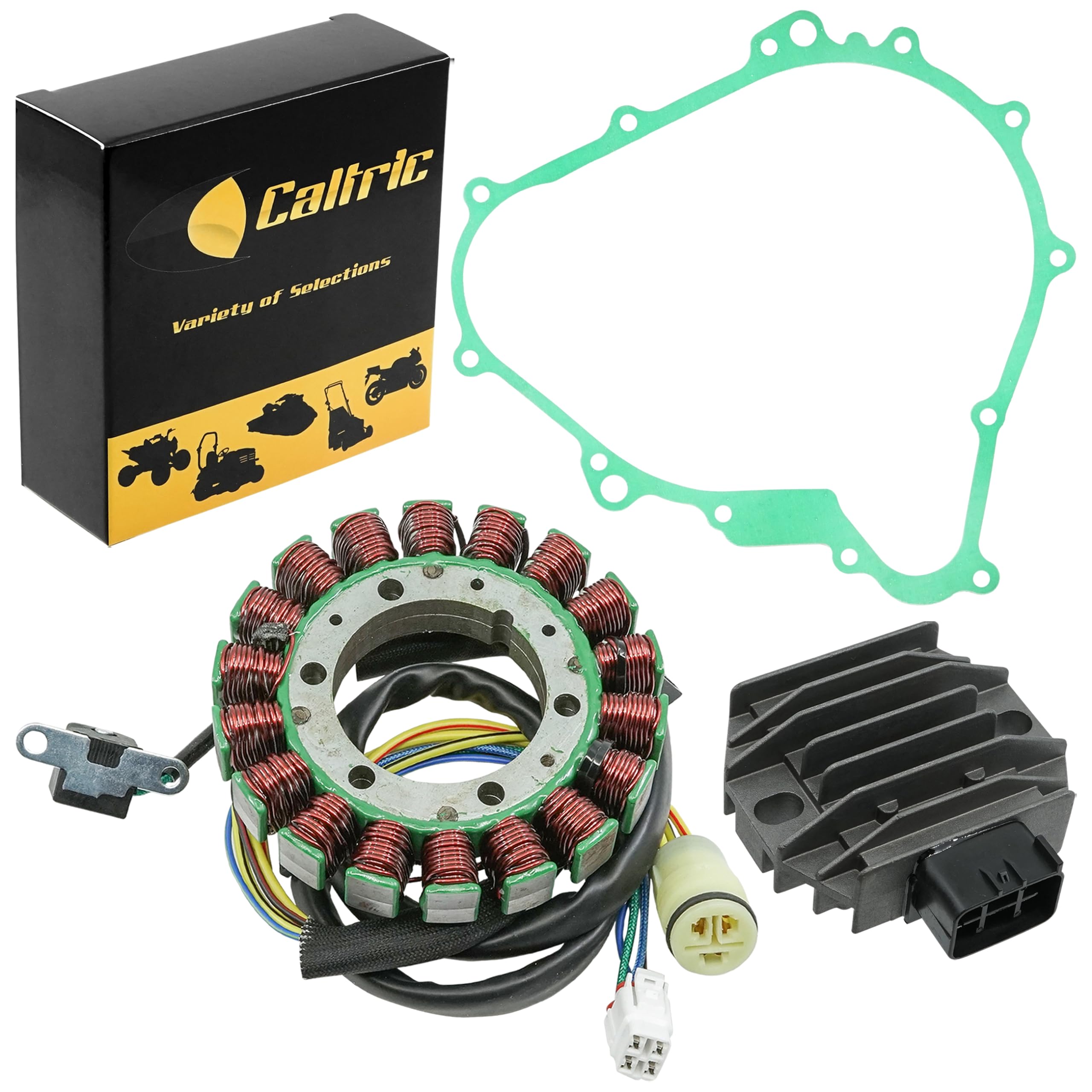 Caltric Stator & Regulator Rectifier Compatible With Yamaha Rhino 450 2006 2007 2008 2009 With Gasket