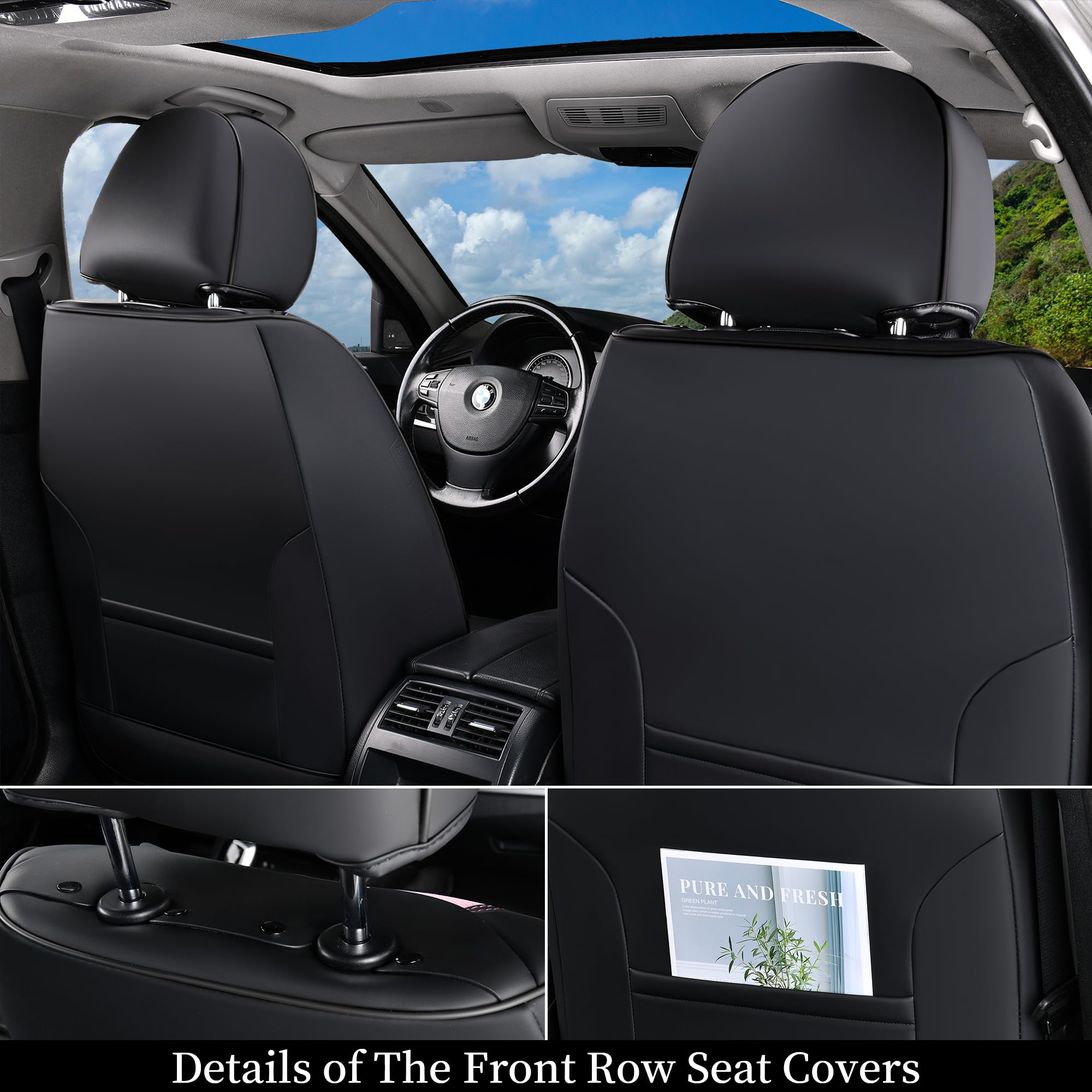 Coverado Car Seat Covers Full Set - Breathable Faux Leather & Fabric, Soft-Pink, Fits Most Sedans, SUVs & Trucks, Model D-8847