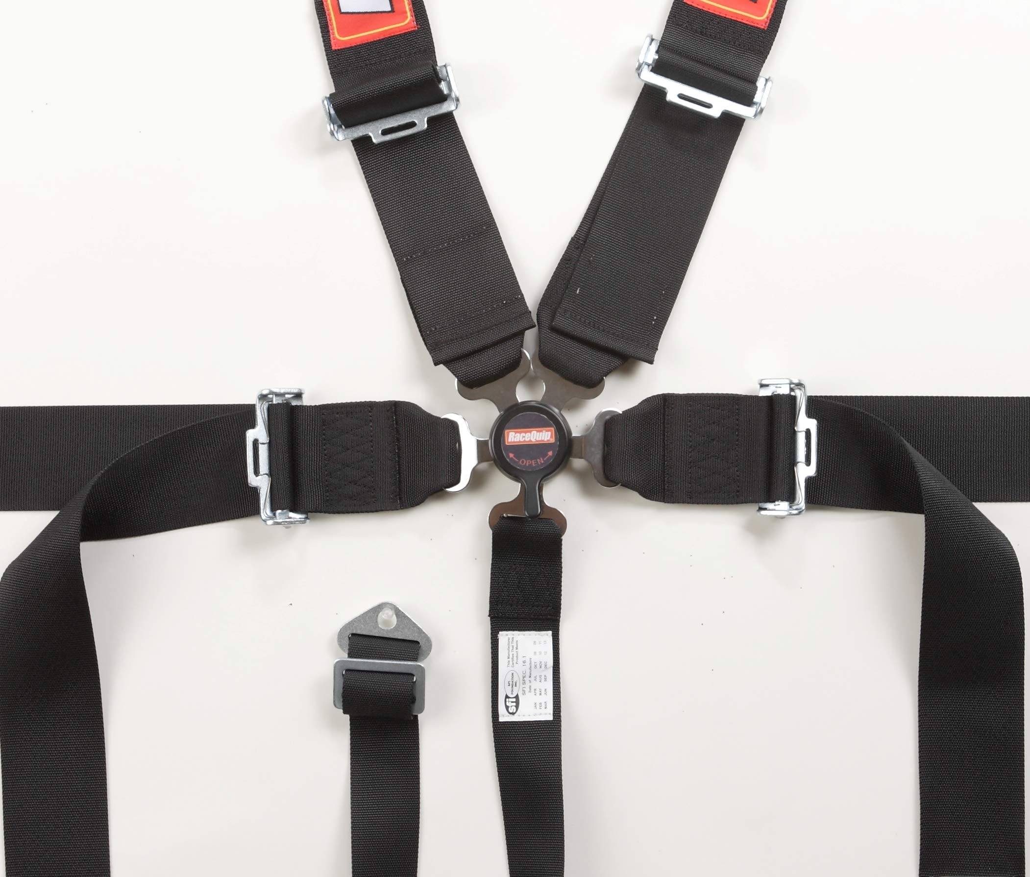 Racequip Auto Racing Harness Set Camlock 5 Point Pull-Down Lap Sfi 16.1 Black 741001