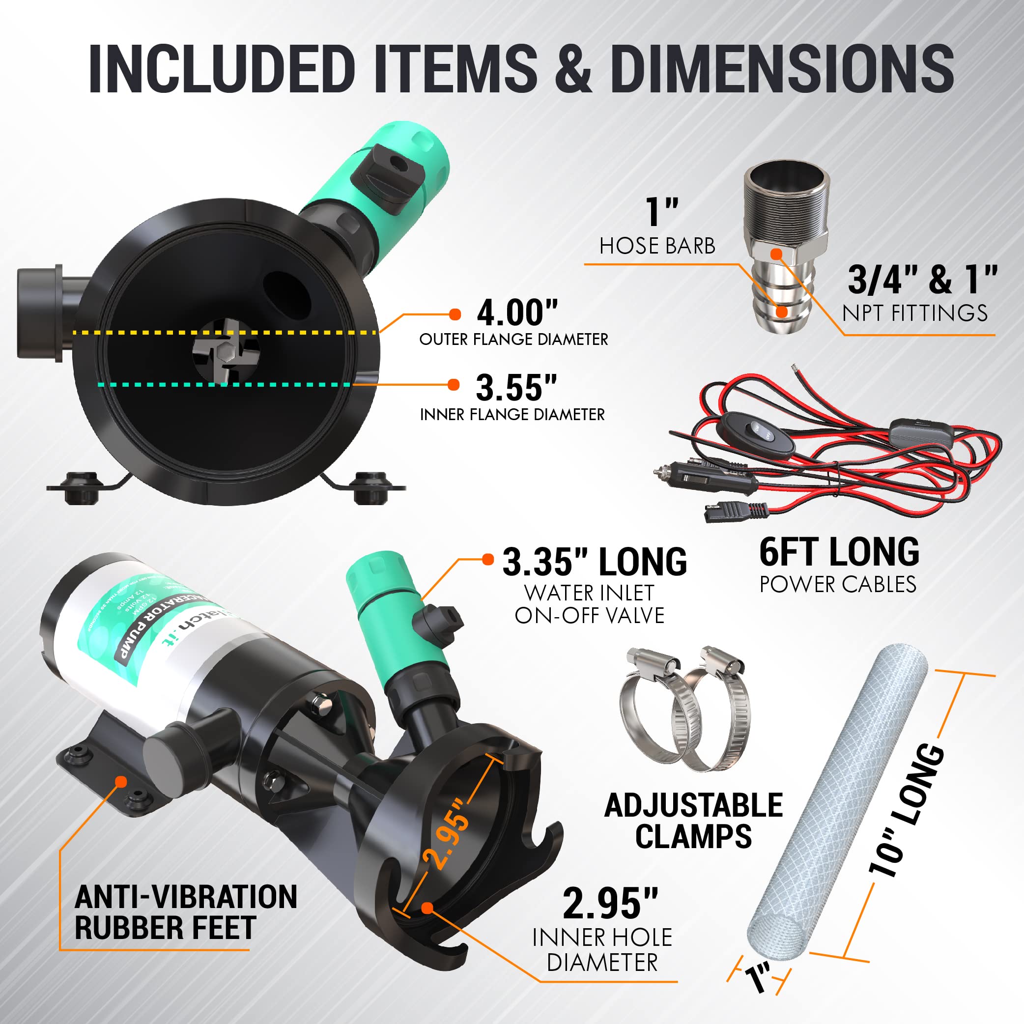 Latch.It Rv Macerator Pump 12V | 12Gpm Macerator Pump For Rv V2.0 | Rv Waste Pump Macerator W/Quick-Release Fittings, Hoses & Cl